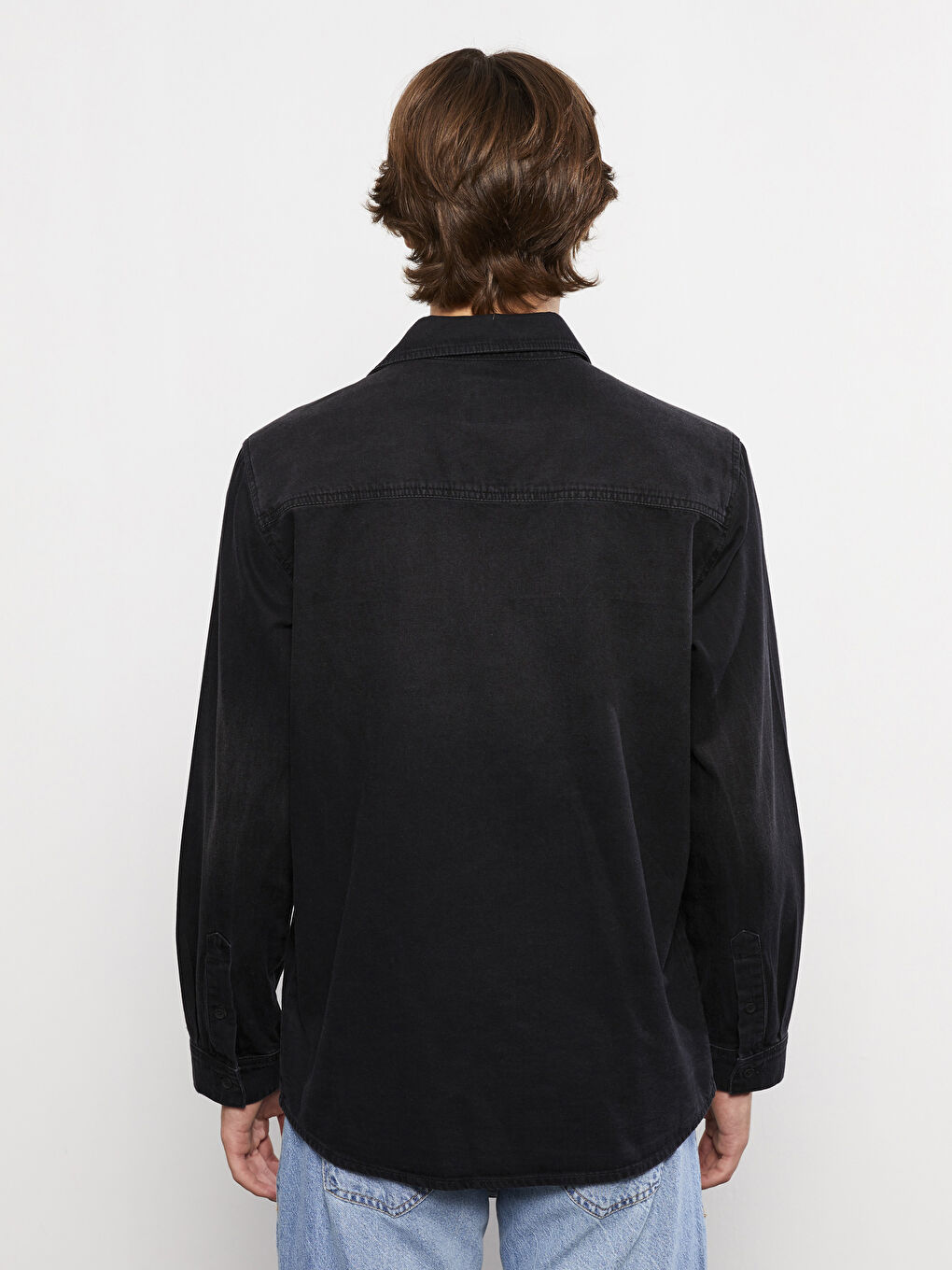 Regular Fit Long Sleeve Men's Denim Shirt-4