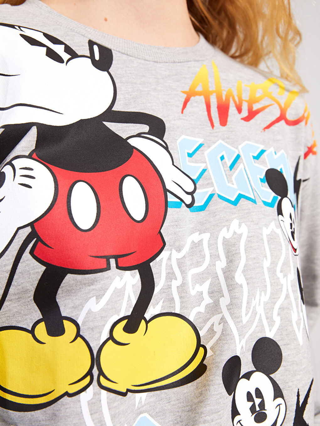 Crew Neck Mickey Mouse Printed Long Sleeve Women's Sweatshirt-2