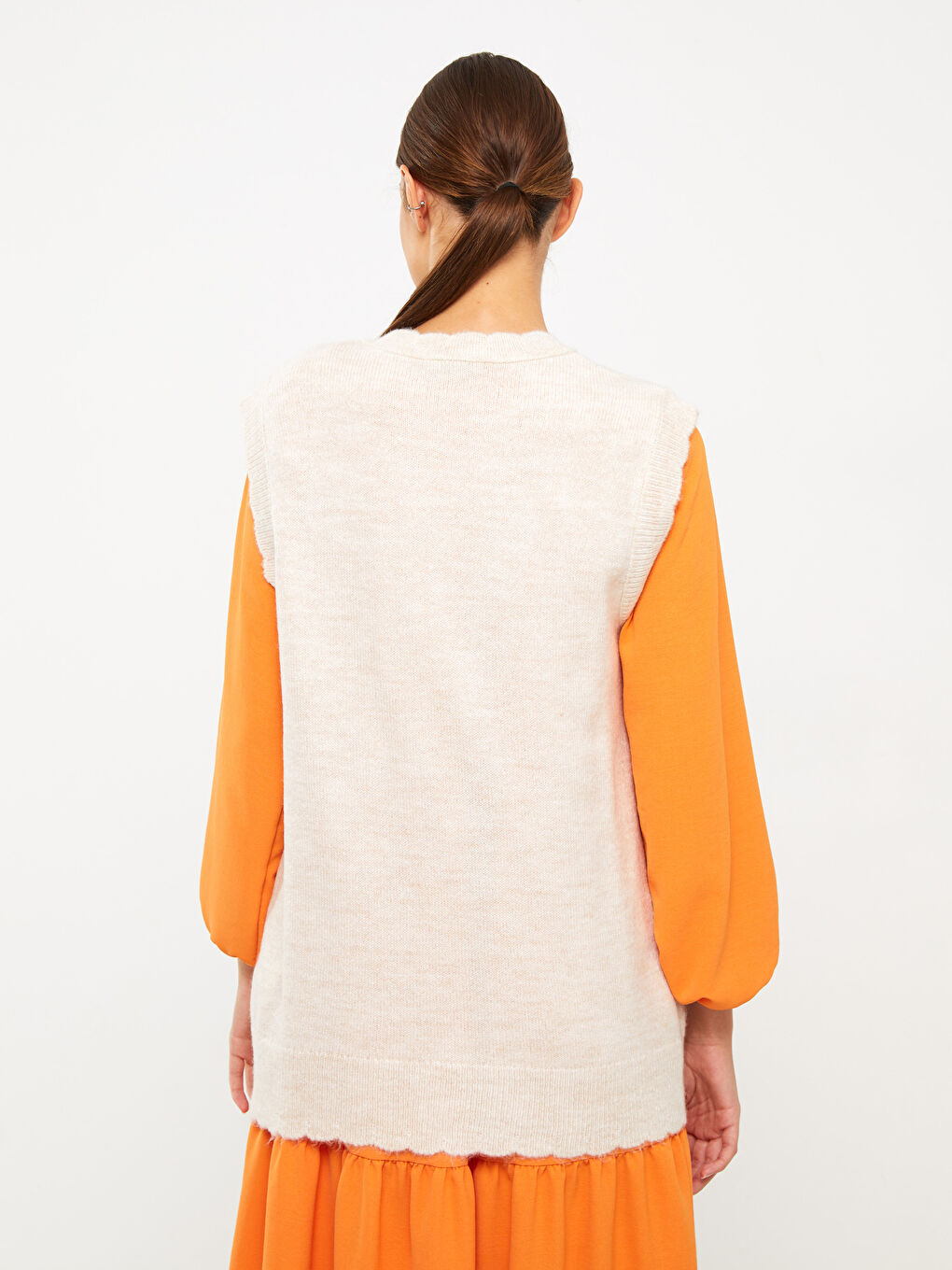 Crew Neck Embroidered Women's Knitwear Sweater Vest-12