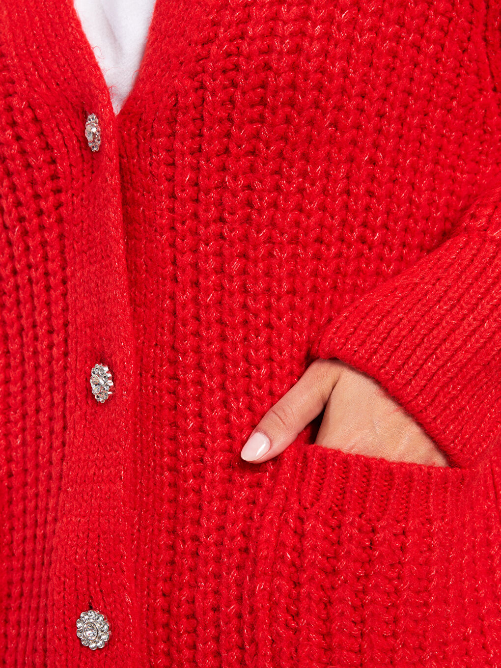 V Neck Oversize Women's Knitwear Cardigan-3