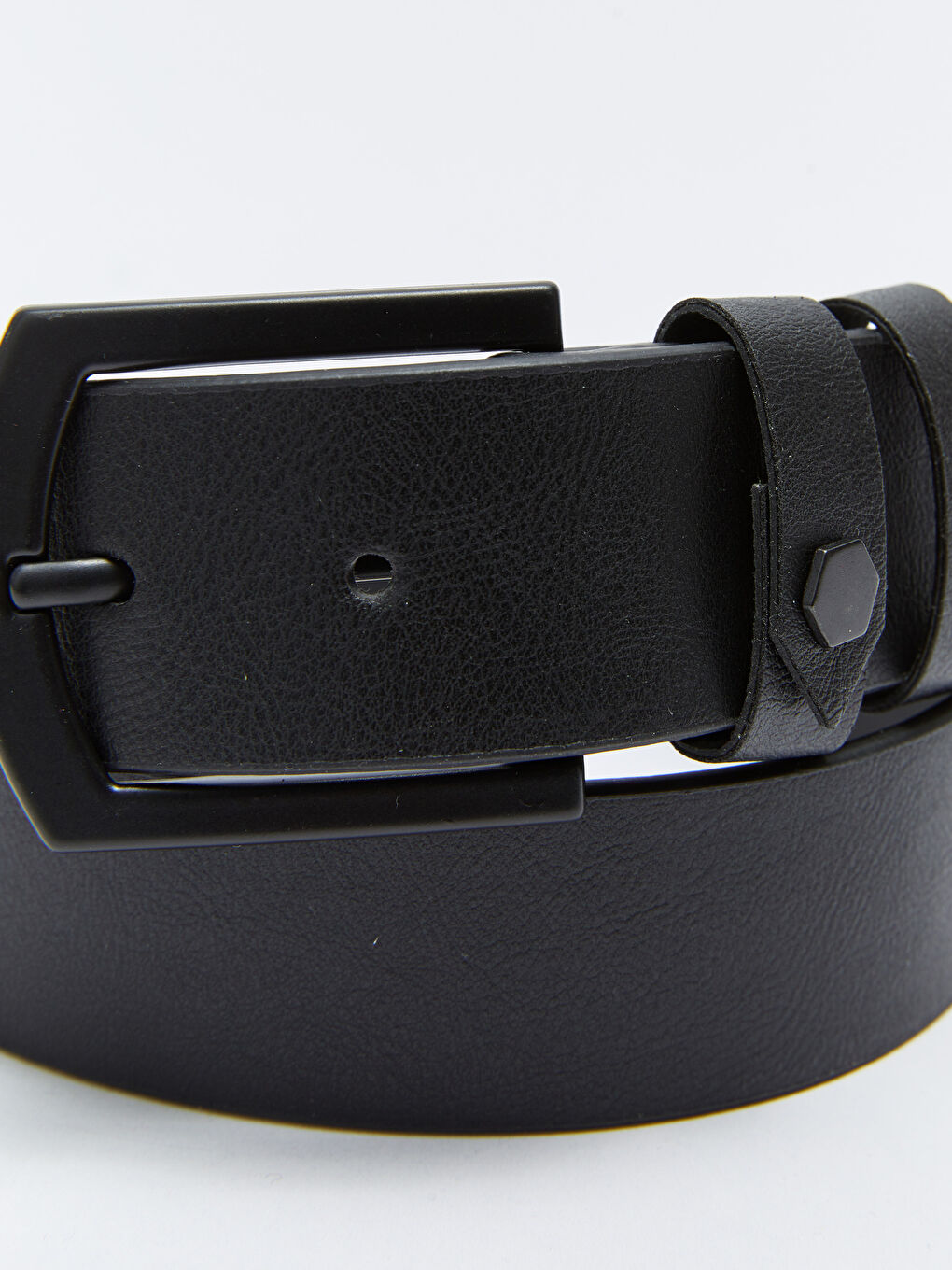 Siyah Deri Görünümlü Erkek Kemer-3