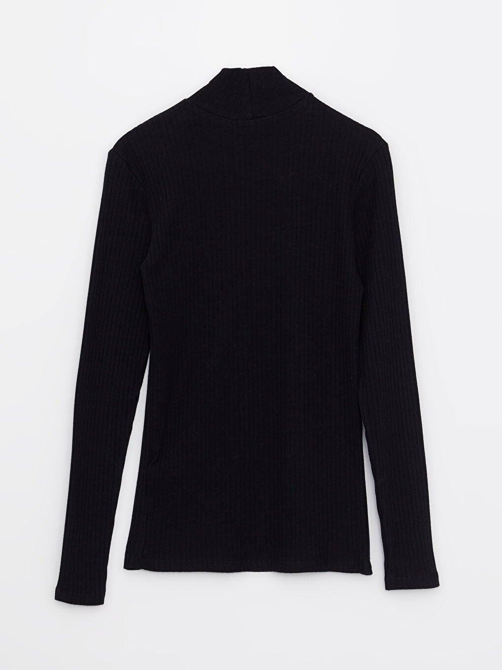 Funnel Neck Plain Long Sleeve Women's Body-5