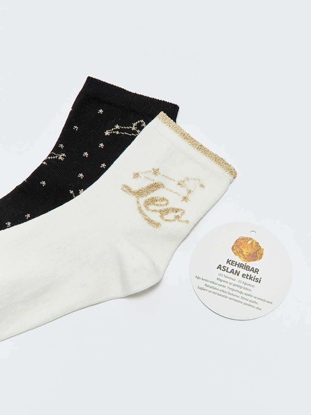 Ekru Aslan Burcu Kız Çocuk & Kadın Soket Çorap 2'li-2