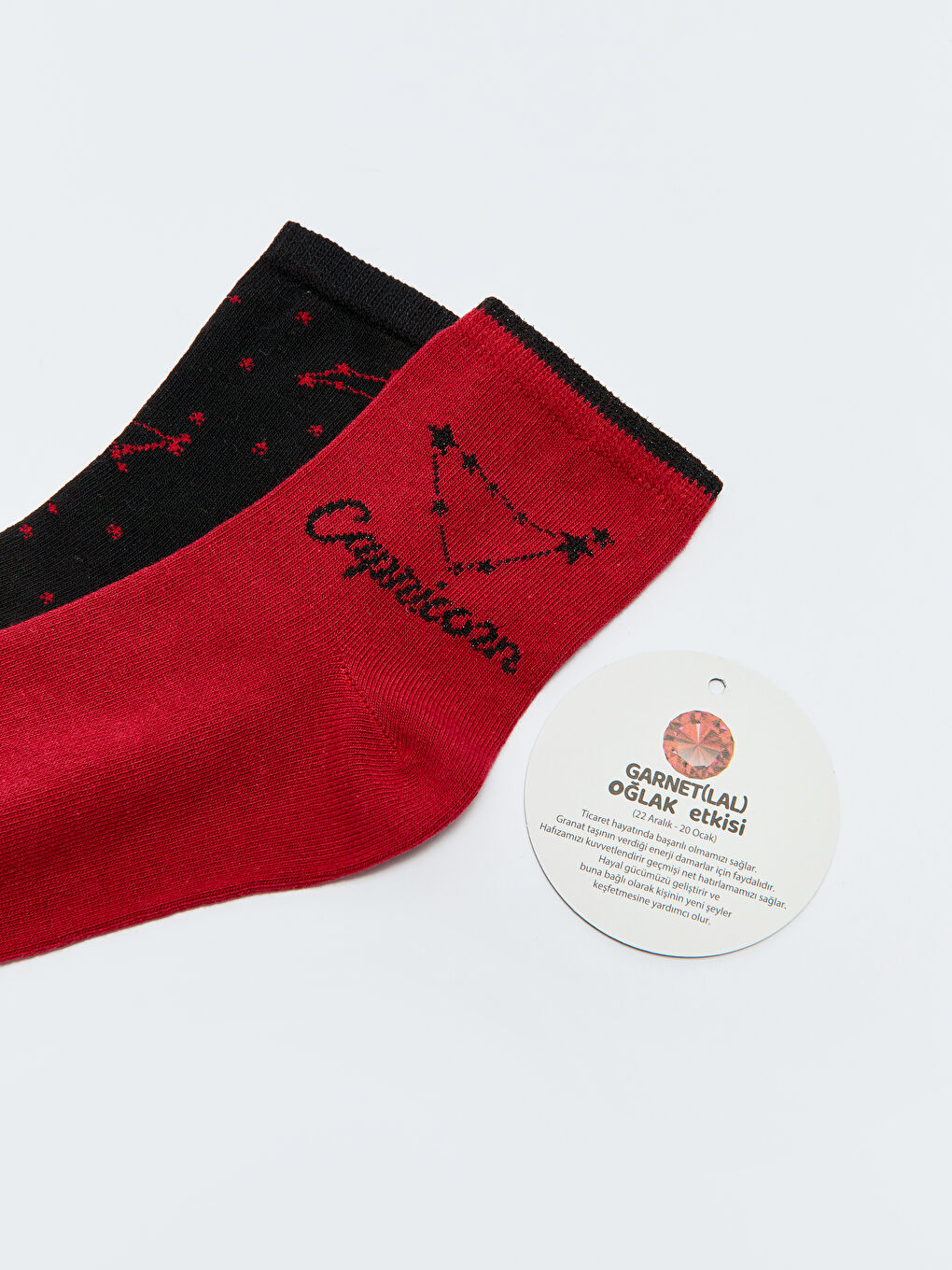 Kırmızı Oğlak Burcu Kız Çocuk & Kadın Soket Çorap 2'li-2