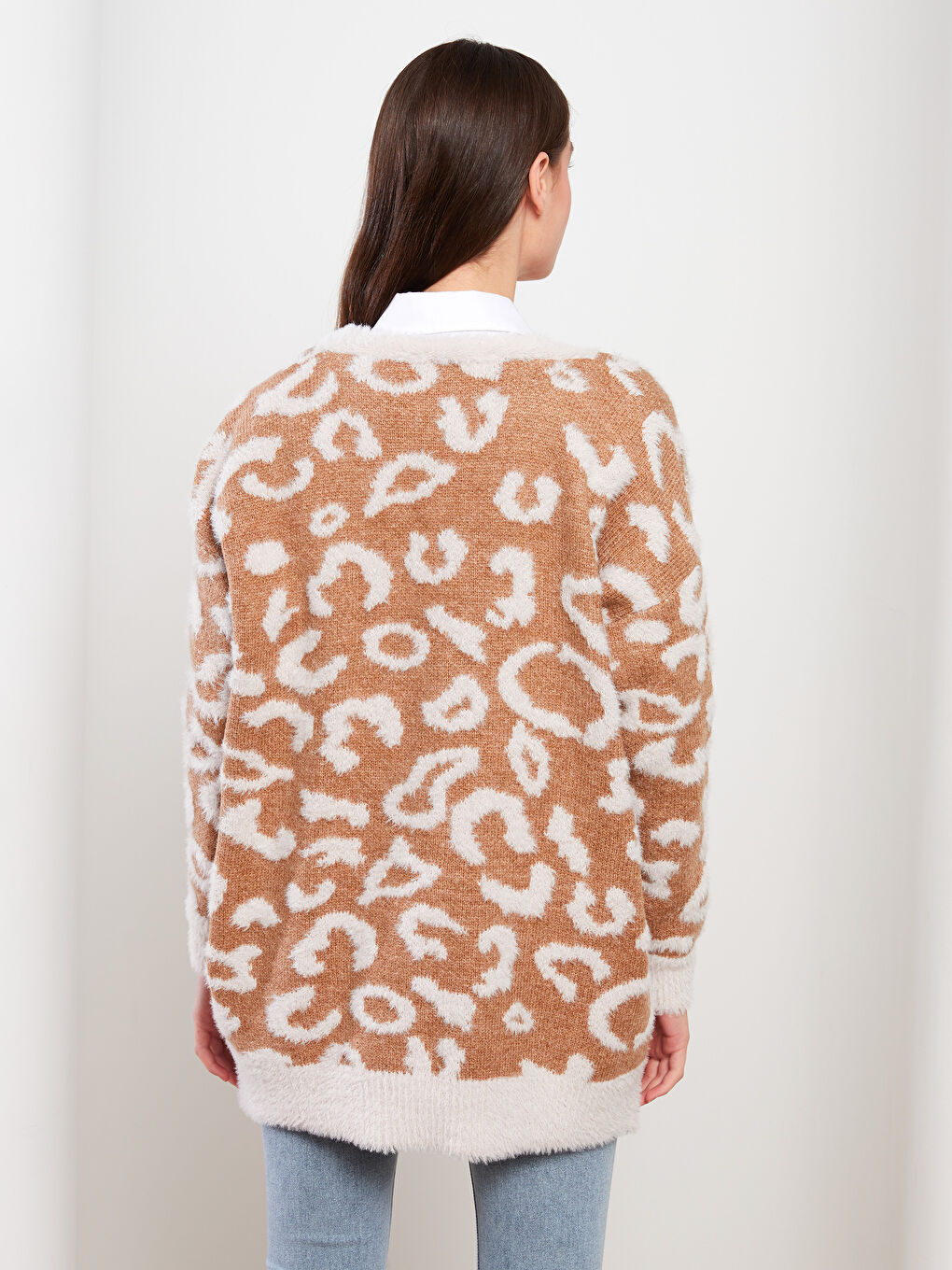 V Neck Patterned Women's Knitwear Cardigan-4