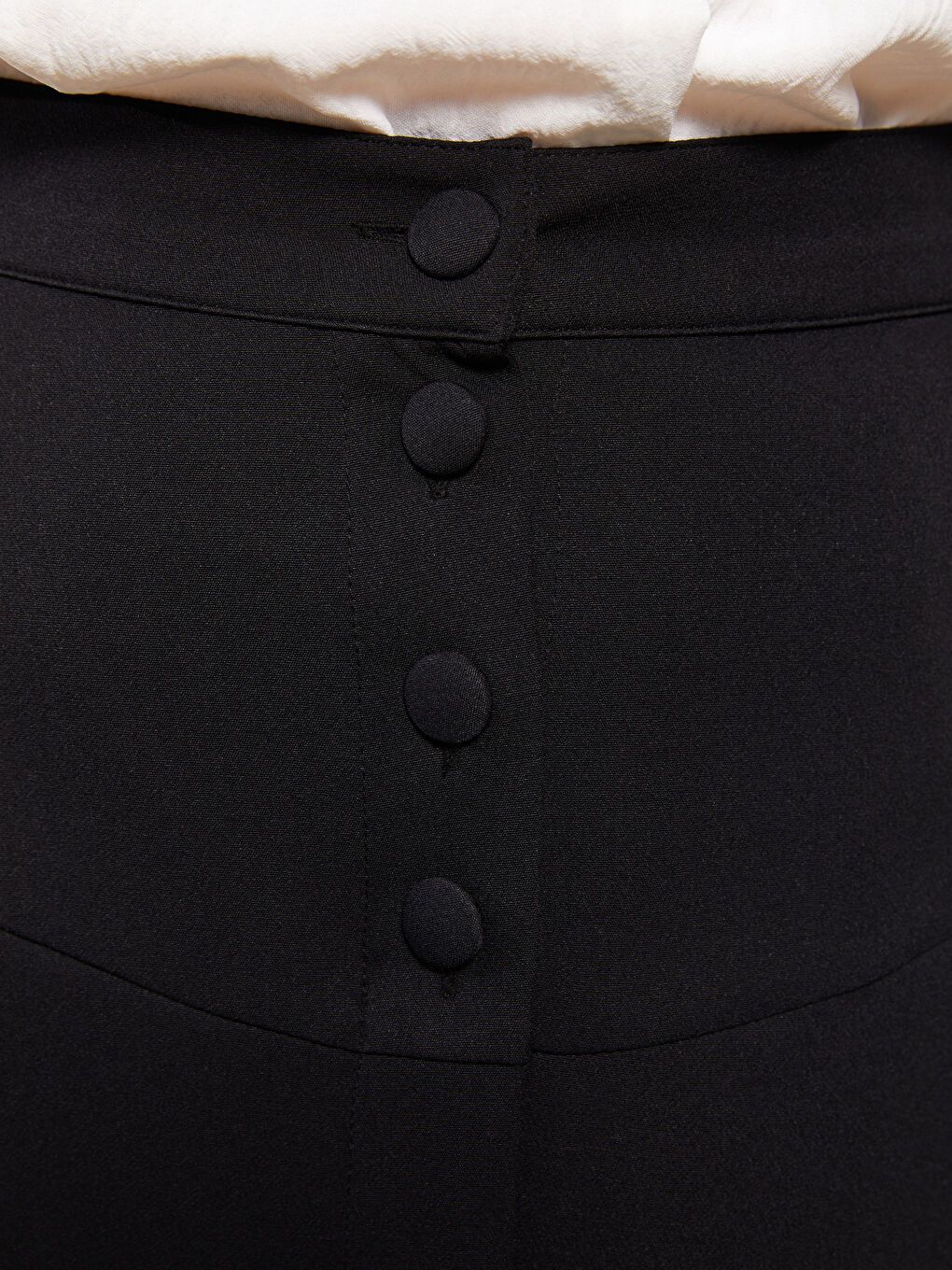 Siyah Beli Lastikli Düz A Kesim Kadın Etek-2