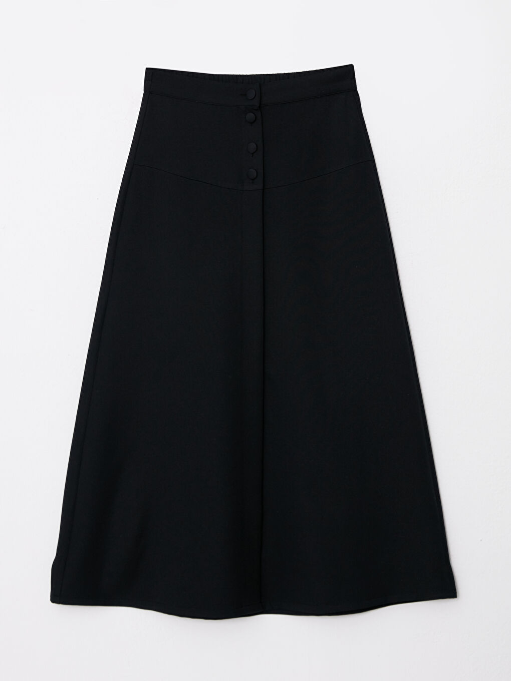 Siyah Beli Lastikli Düz A Kesim Kadın Etek-5