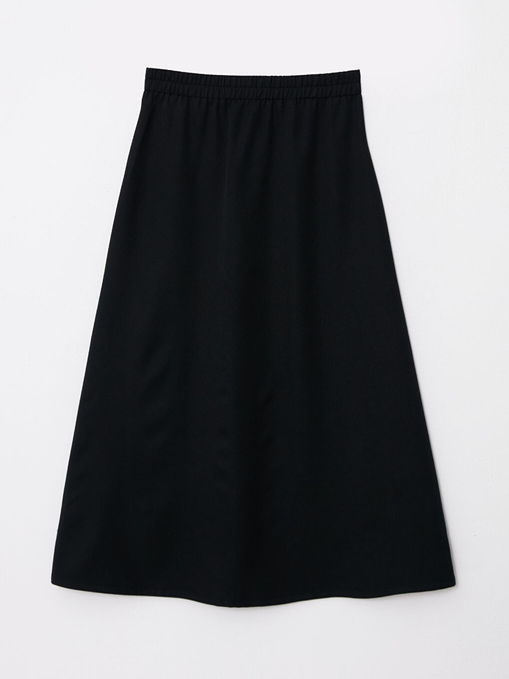 Siyah Beli Lastikli Düz A Kesim Kadın Etek-6