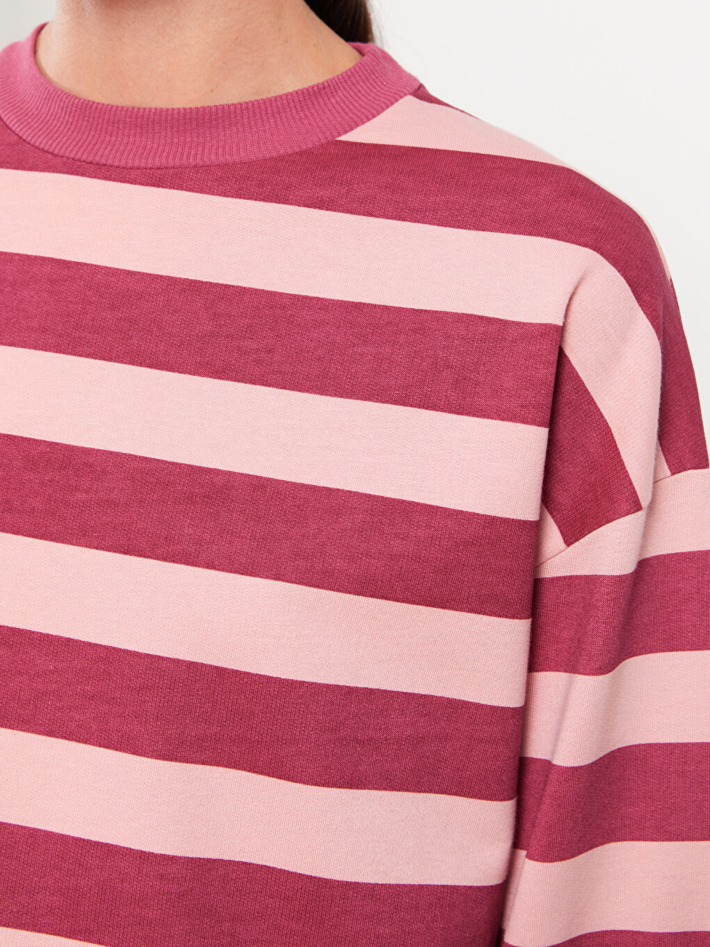 LCW Modest Striped Oversize Women's Sweatshirt Tunic -W2DI66Z8-LHK