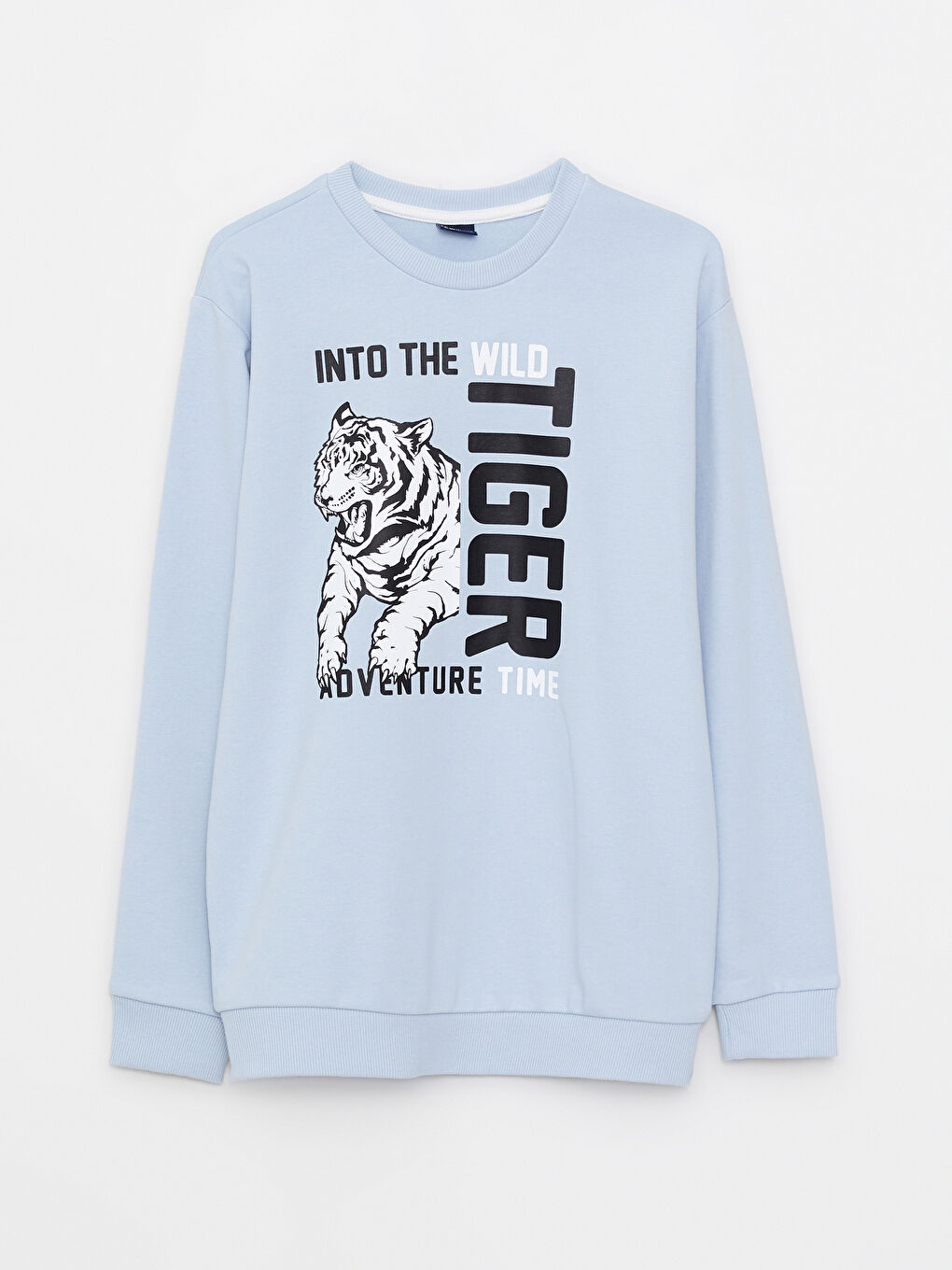 Mavi Bisiklet Yaka Baskılı Uzun Kollu Erkek Çocuk Sweatshirt