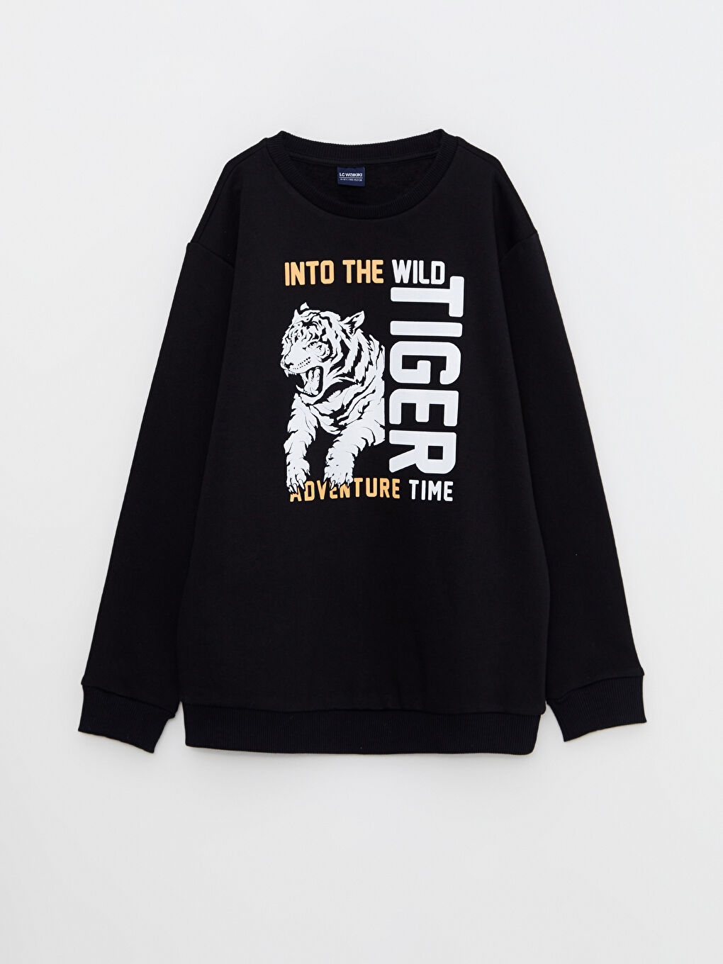 Siyah Bisiklet Yaka Baskılı Uzun Kollu Erkek Çocuk Sweatshirt