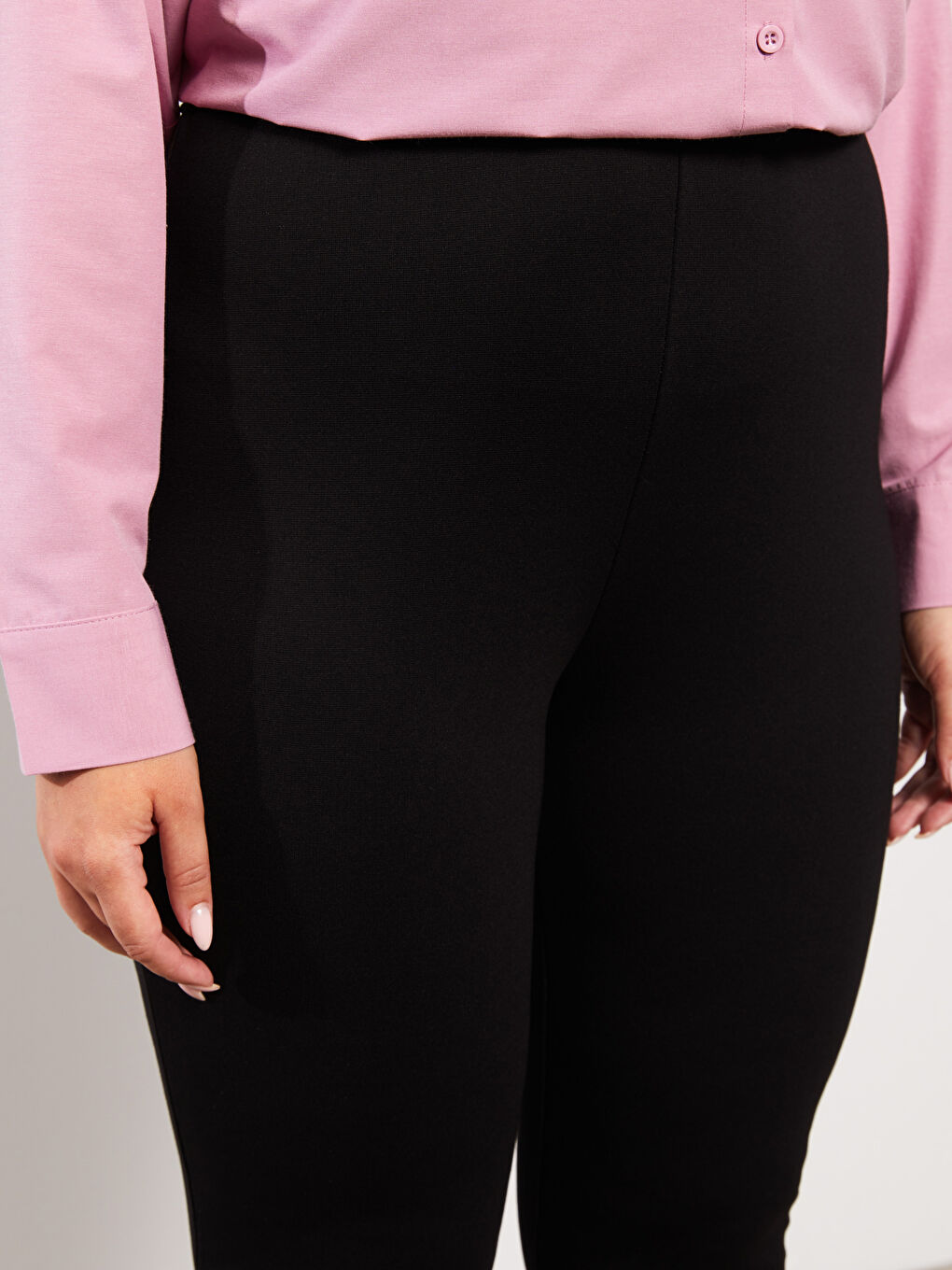 Siyah Kadın Büyük Beden Düz Eşofman Altı-2