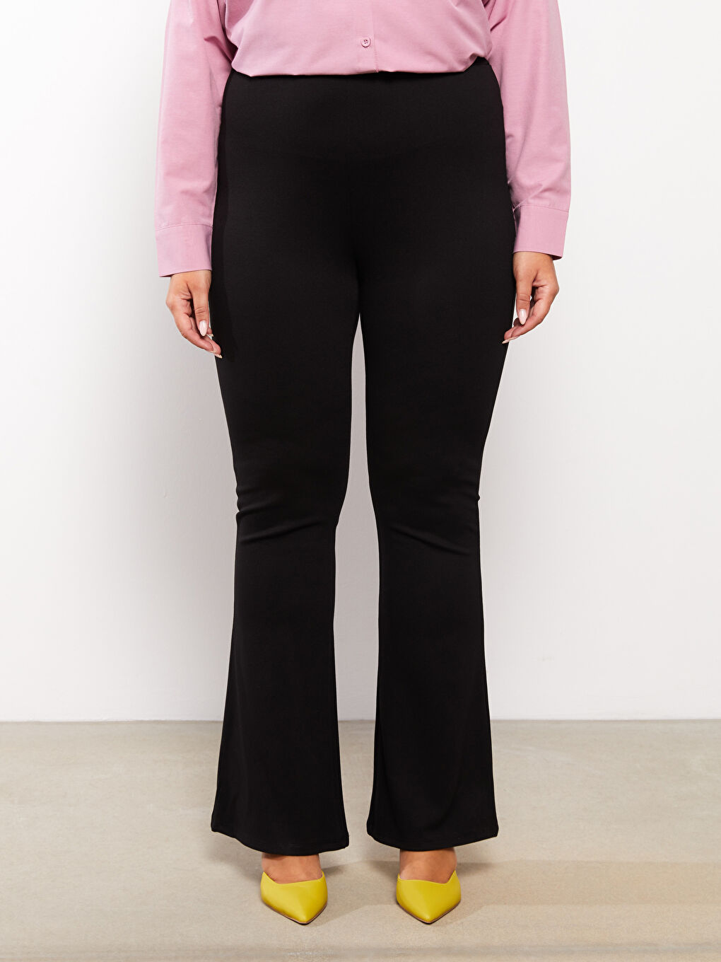 Siyah Kadın Büyük Beden Düz Eşofman Altı-3