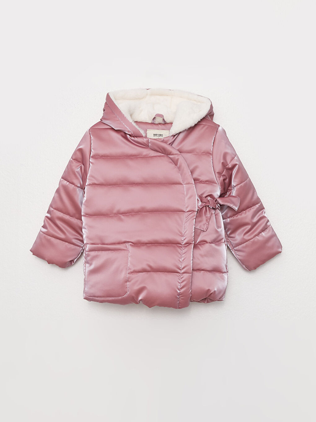 Pembe Kapüşonlu Uzun Kollu Kız Bebek Mont-3