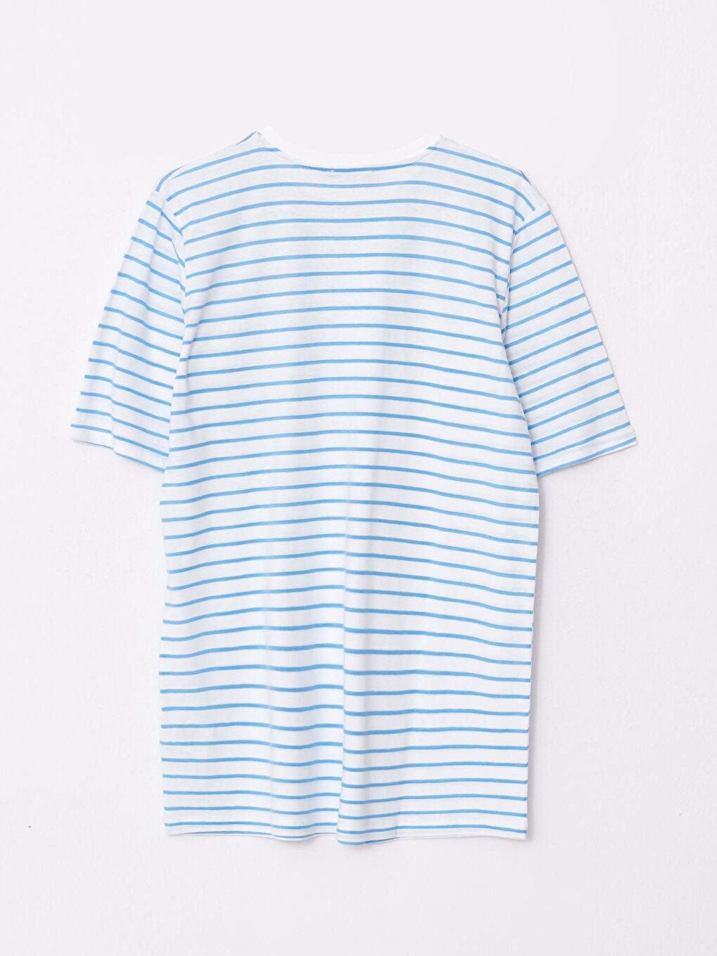 Mavi Bisiklet Yaka Çizgili Kısa Kollu Oversize Kadın Tunik-6