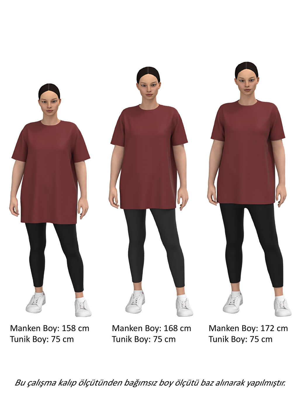 Kırmızı Bisiklet Yaka Çizgili Kısa Kollu Oversize Kadın Tunik-5