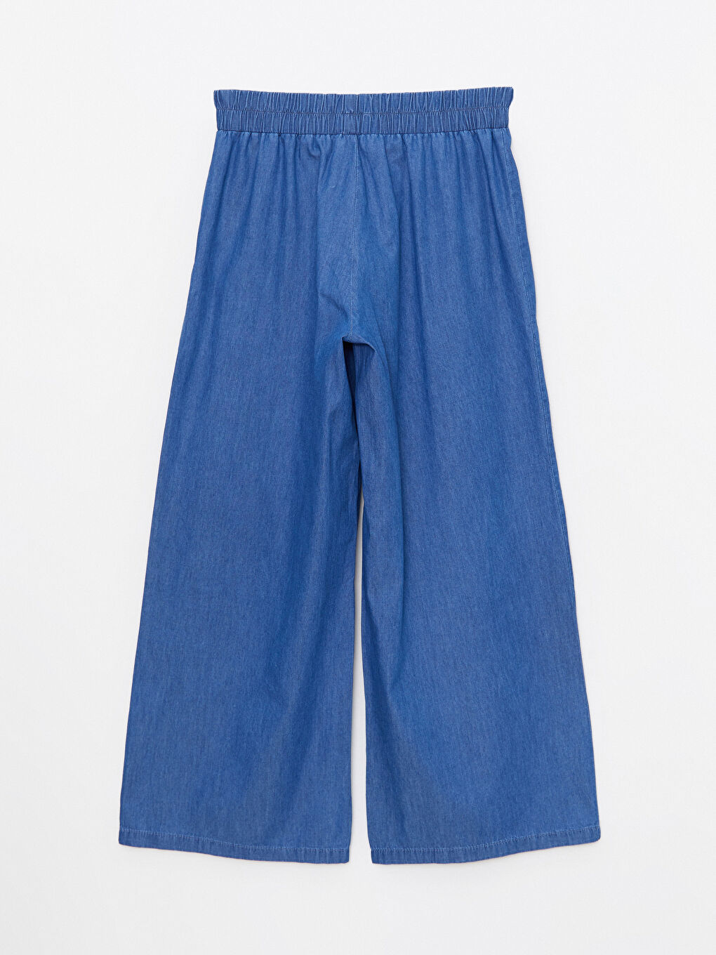 İndigo Yüksek Bel Wideleg Düz Geniş Paça Kadın Jean Pantolon-6