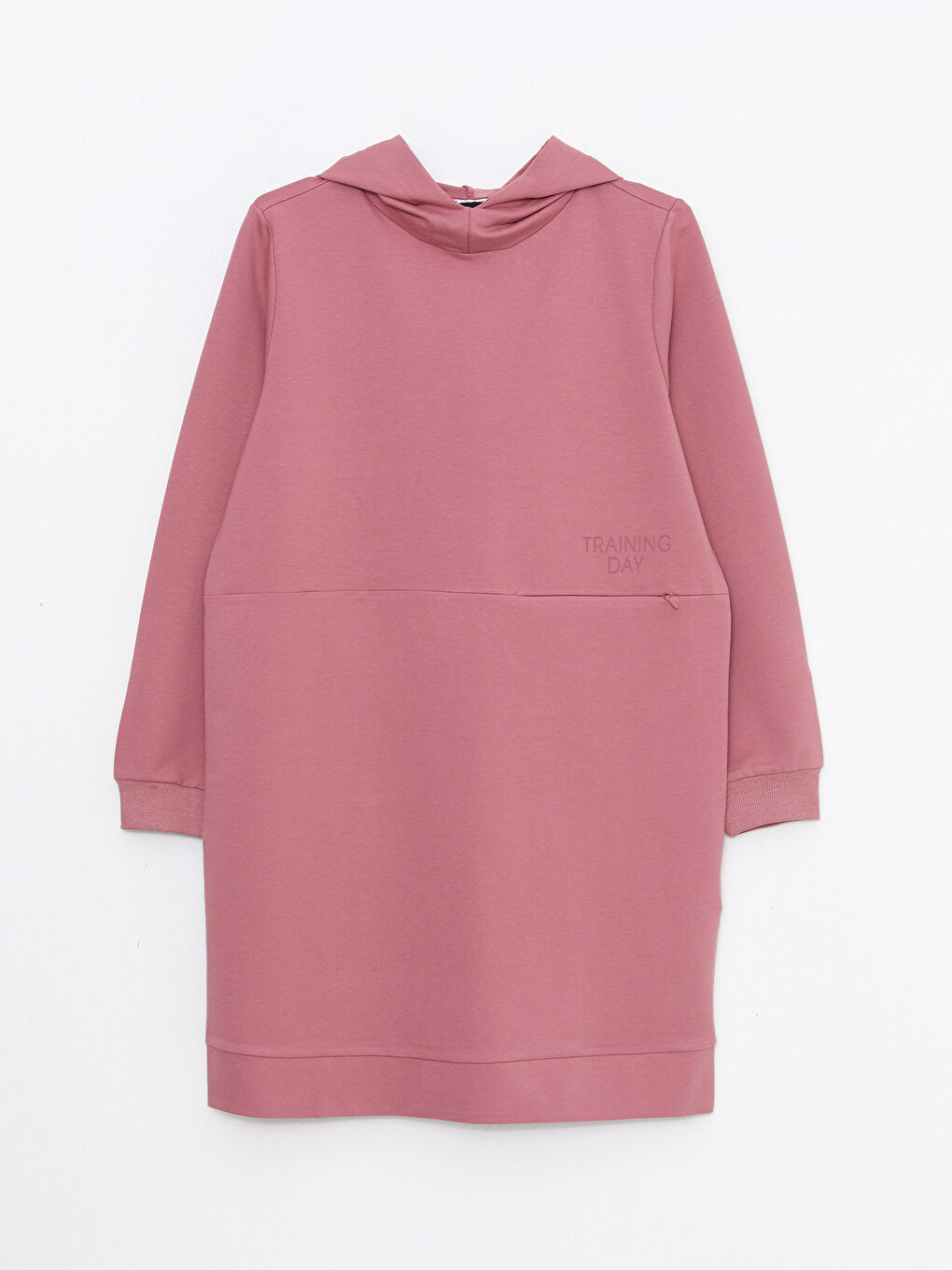 LCW Modest Mat Pembe Kapüşonlu Baskılı Uzun Kollu Kadın Sweatshirt Tunik - 5