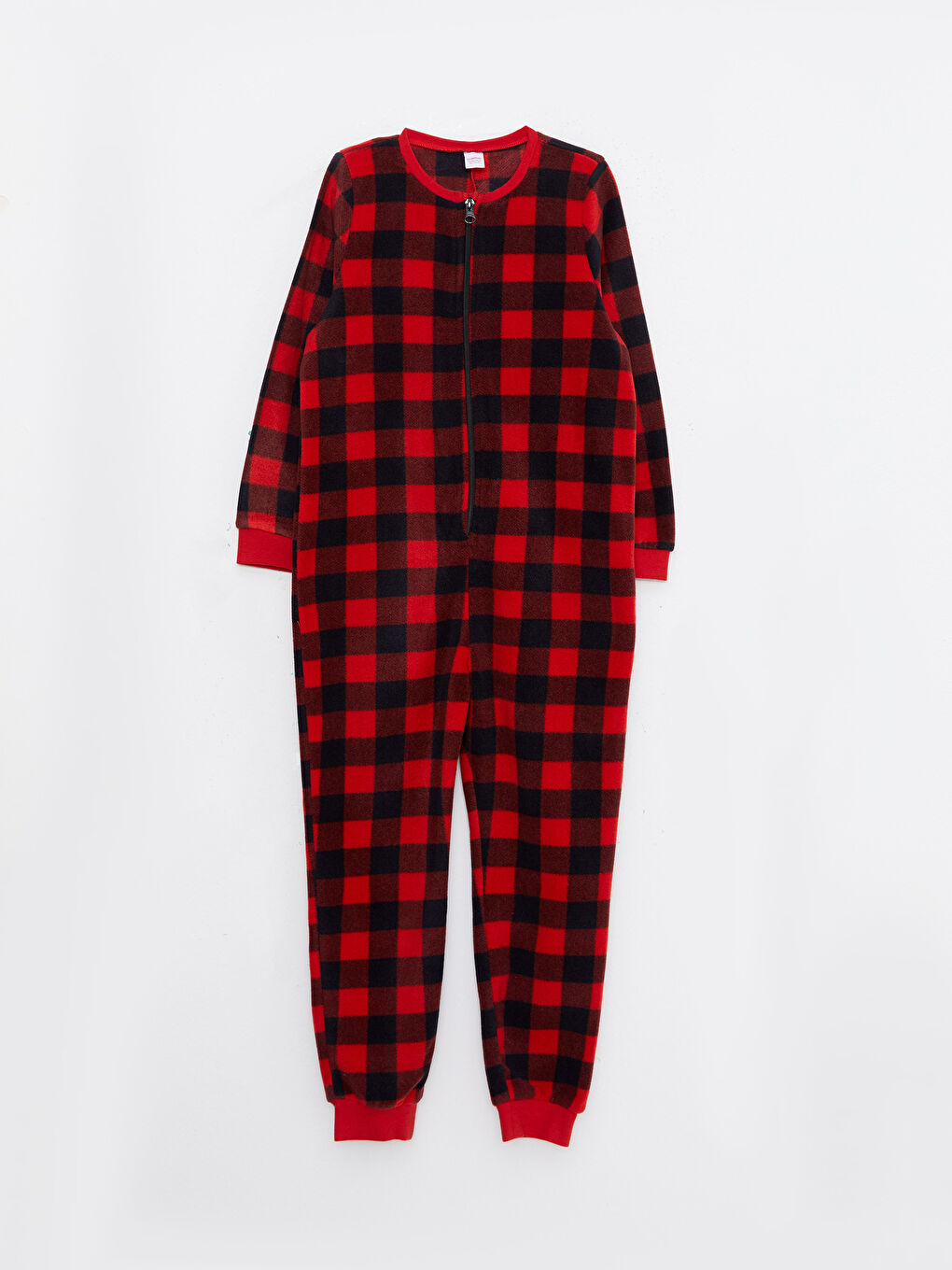 LCW Kids Crew Neck Plaid Long Sleeve Fleece Girls Overalls -W2DJ36Z4-LTP