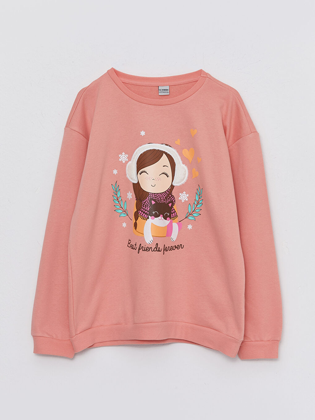 LCW Kids Bisiklet Yaka Baskılı Uzun Kollu Kız Çocuk Sweatshirt ve Tayt -W2DJ45Z4-GCL