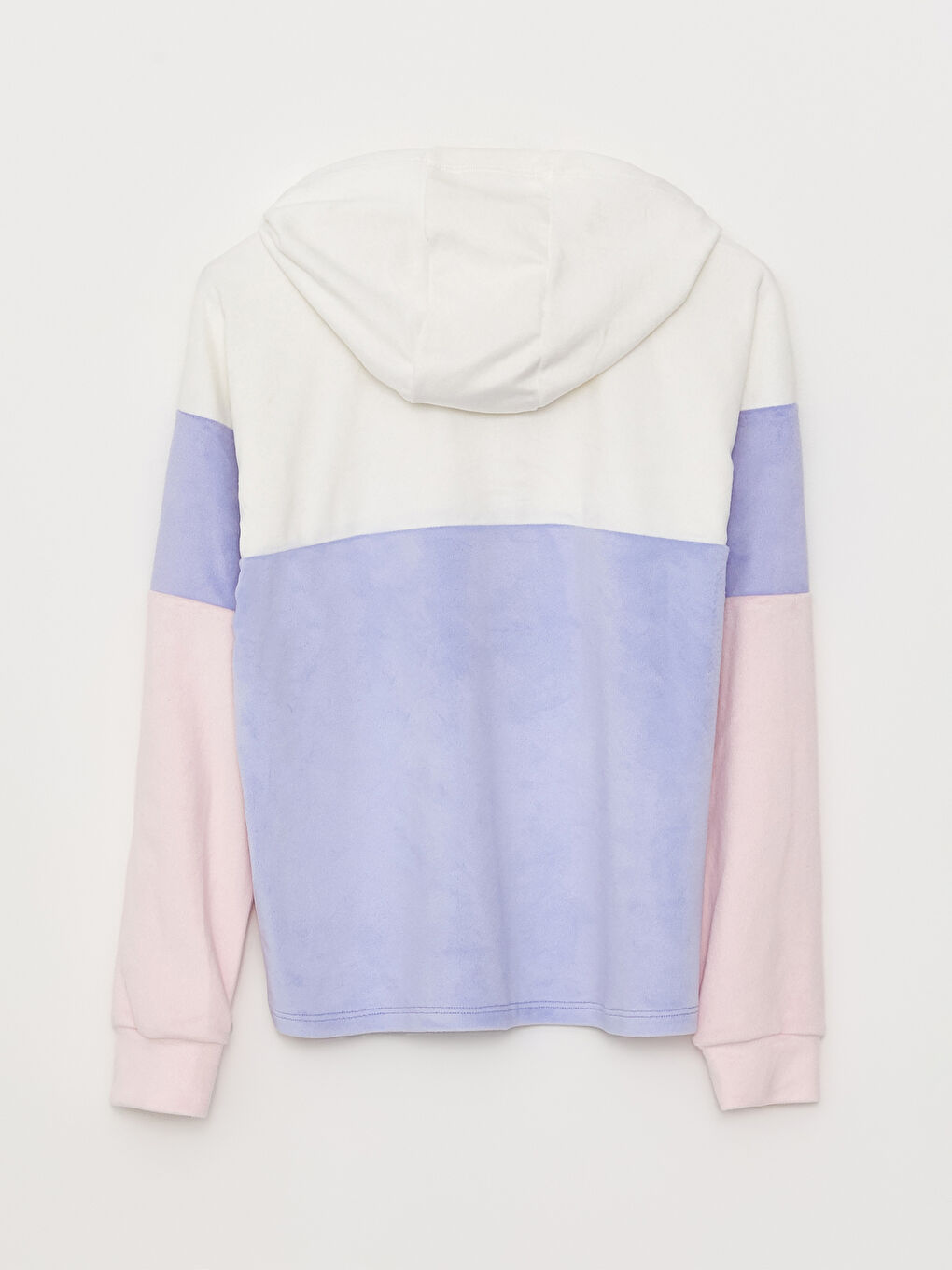 Hooded Color Block Long Sleeve Velvet Girls' Sweatshirt and Sweatpants-2