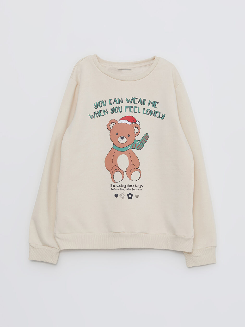 LCW Kids Crew Neck Christmas Themed Long Sleeve Girl's Sweatshirt and Sweatpants -W2DJ50Z4-FF7