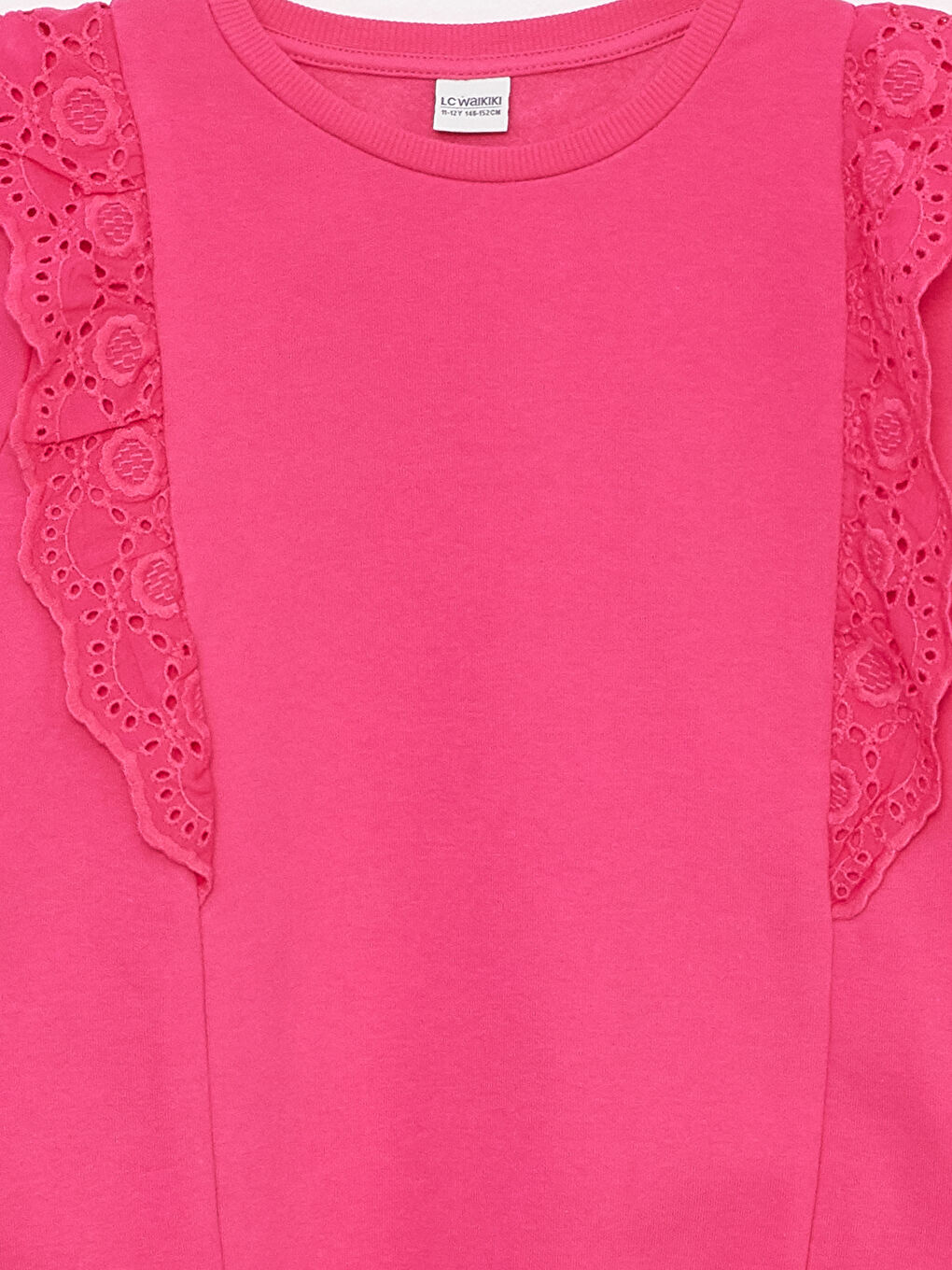 Pembe Bisiklet Yaka Fisto Detaylı Uzun Kollu Kız Çocuk Sweatshirt ve Eşofman Altı-4