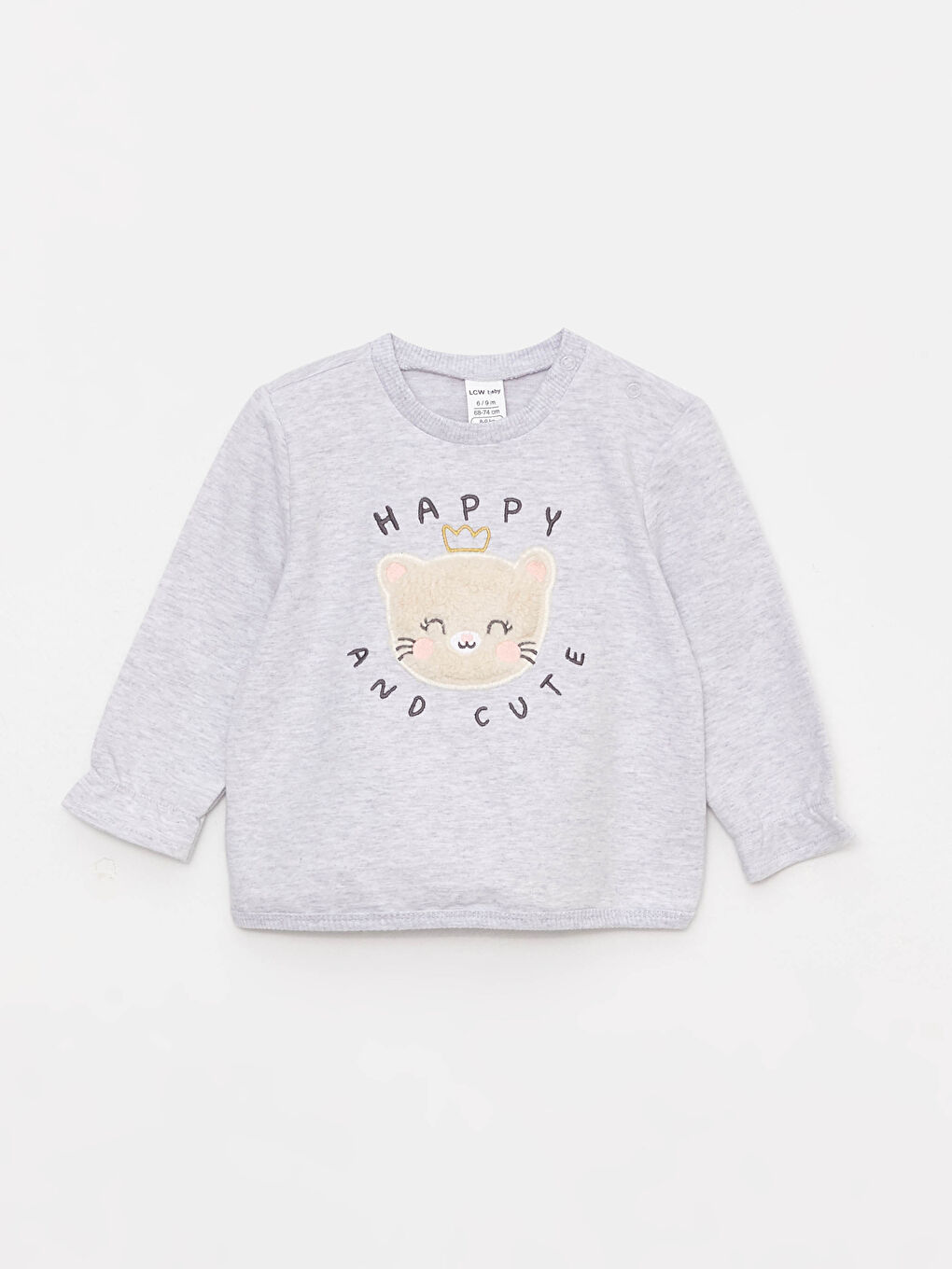 Beyaz Bisiklet Yaka Uzun Kollu Nakış Detaylı Kız Bebek Sweatshirt ve Pantolon 2'li Takım-1