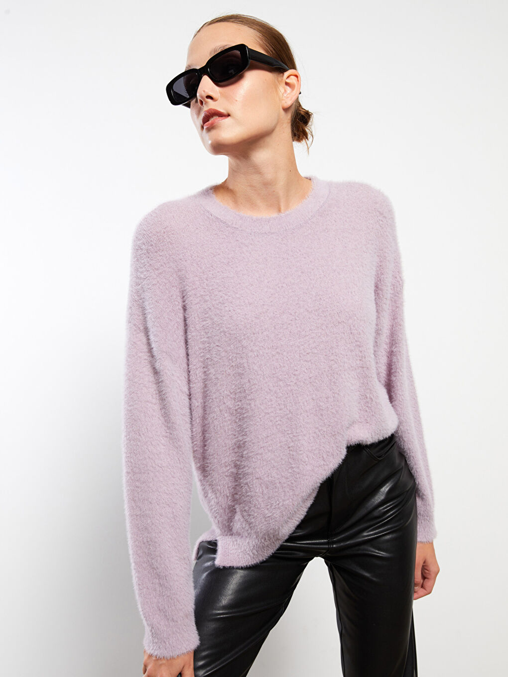Crew Neck Plain Long Sleeve Women's Knitwear Sweater
