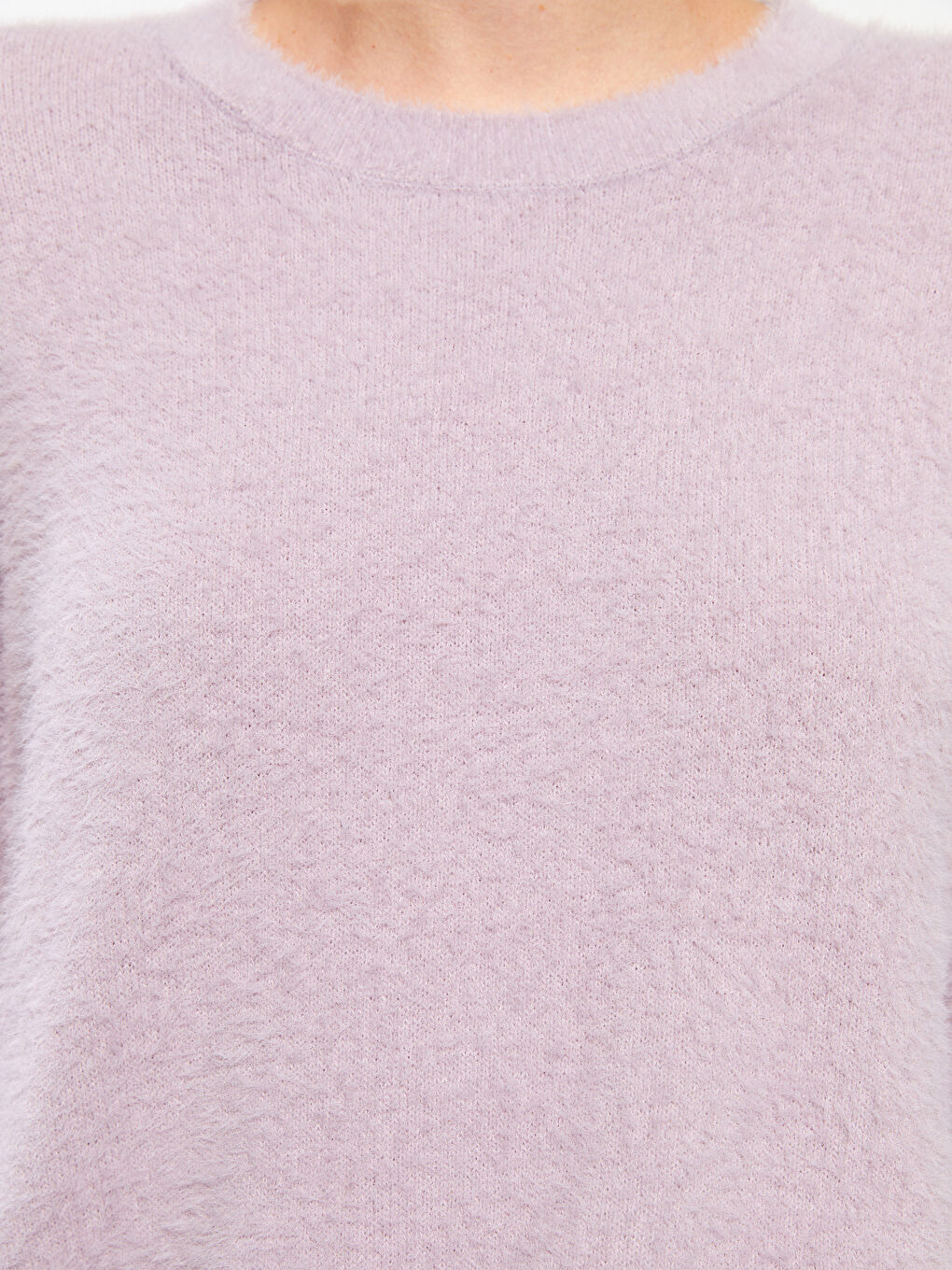 Crew Neck Plain Long Sleeve Women's Knitwear Sweater-3