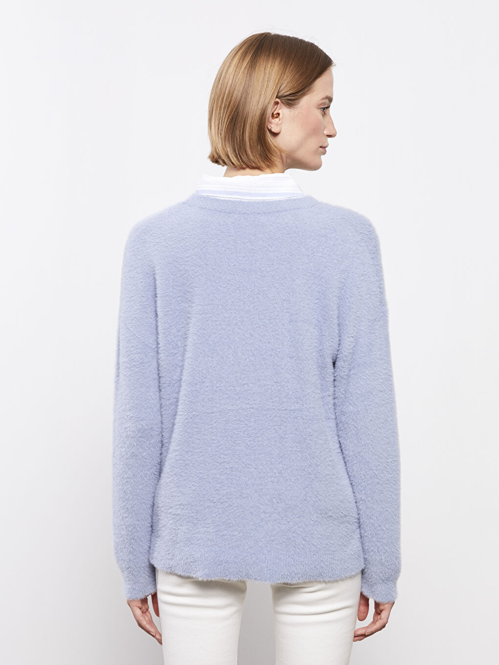 LCWAIKIKI Basic Crew Neck Plain Long Sleeve Women's Knitwear Sweater -W2DK04Z8-GMH