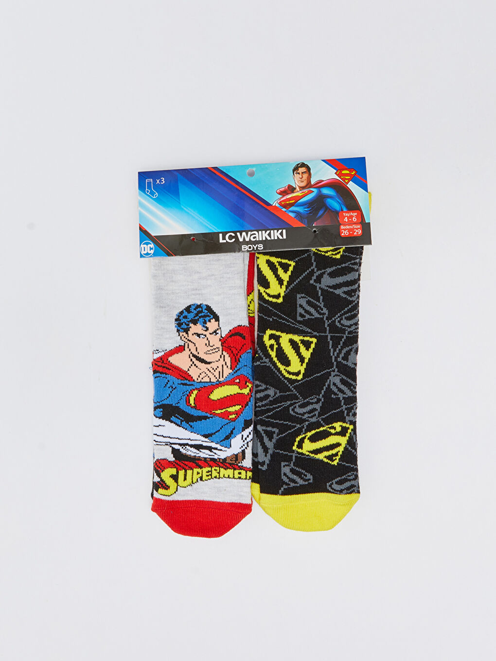 LCW Kids Superman Patterned Boys Socks 3 Pack -W2DK52Z4-K00