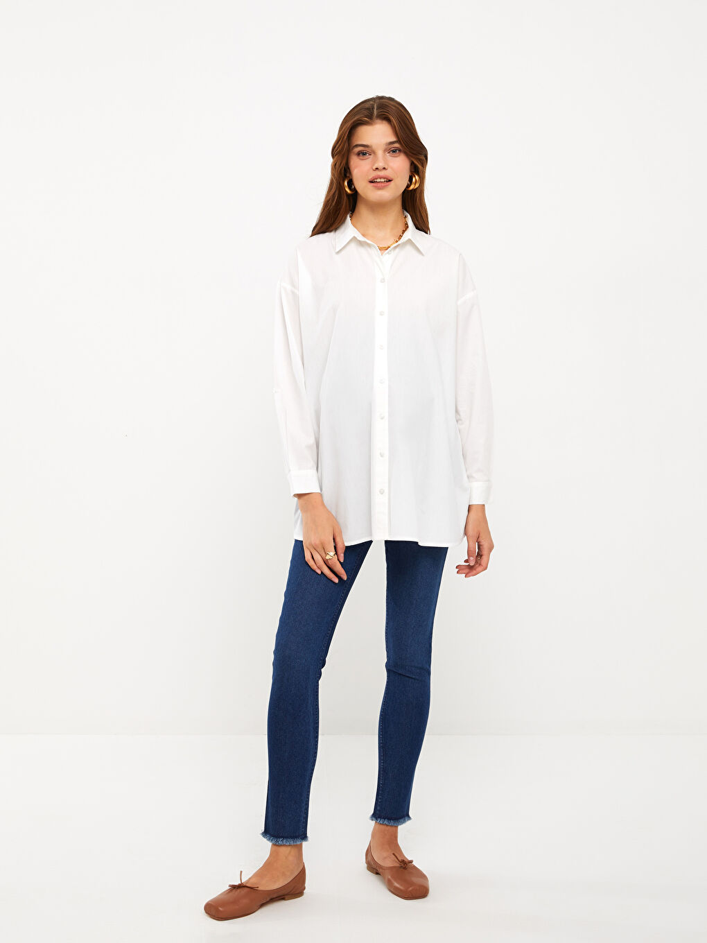 LCWAIKIKI Maternity Buttoned Regular Long Sleeve Poplin Maternity Shirt -W2DK60Z8-E5X