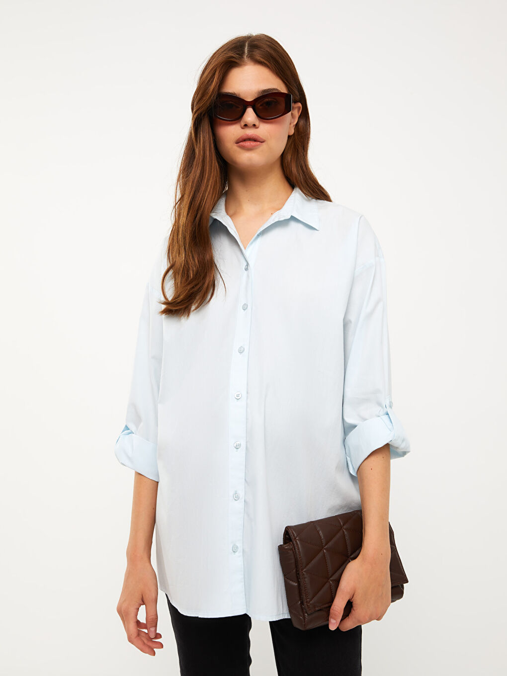 LCWAIKIKI Maternity Buttoned Regular Long Sleeve Poplin Maternity Shirt -W2DK60Z8-PPZ
