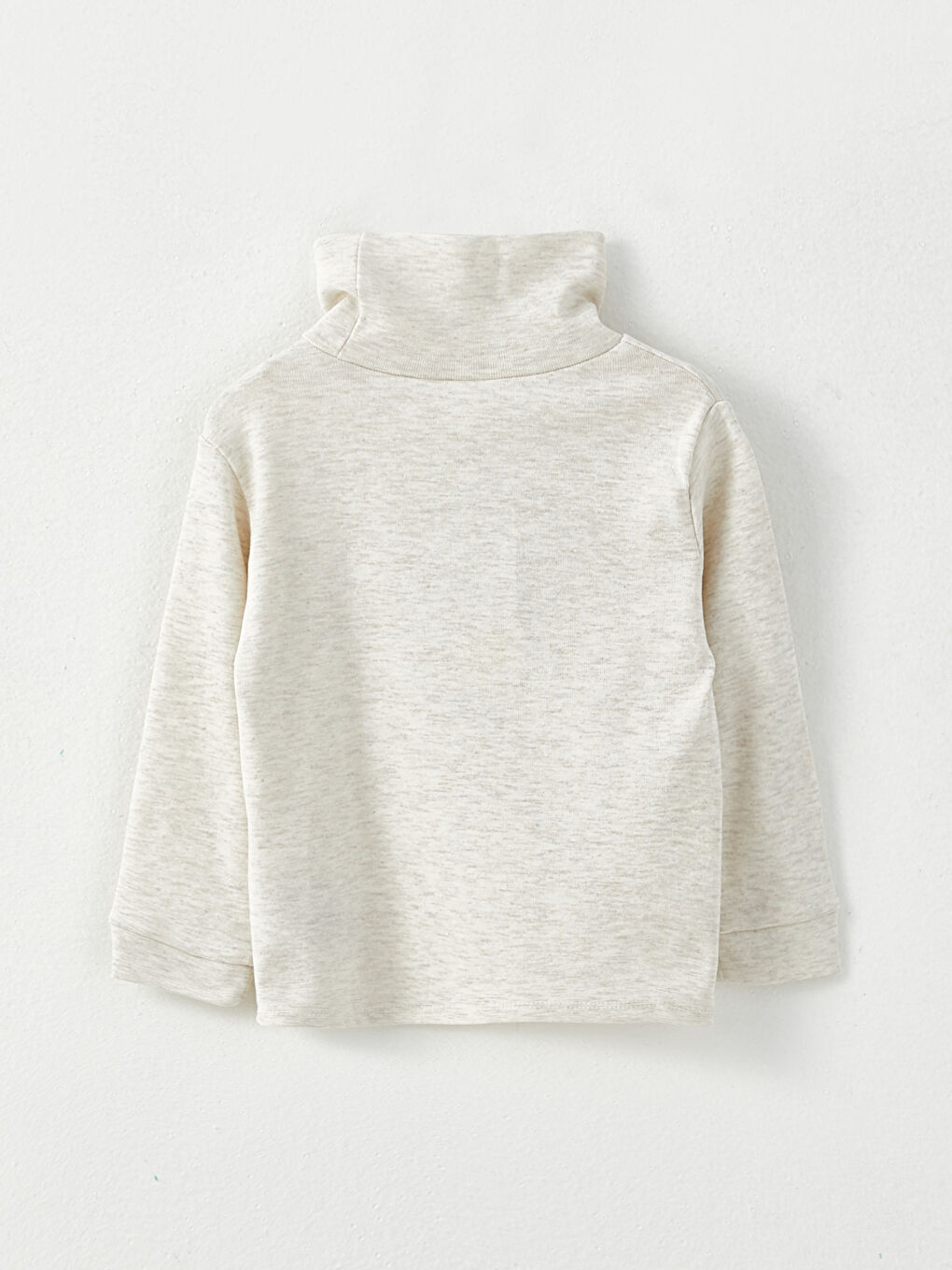 Ekru Balıkçı Yaka Uzun Kollu Basic Erkek Tişört-1