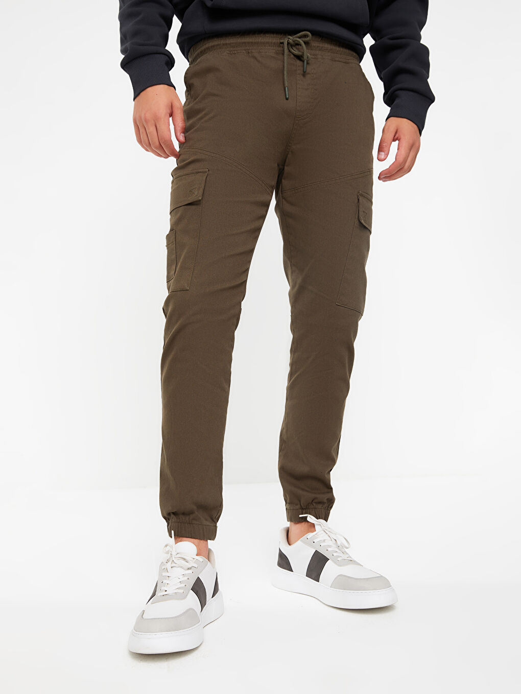 XSIDE Haki Slim Fit Gabardin Erkek Kargo Pantolon - 2