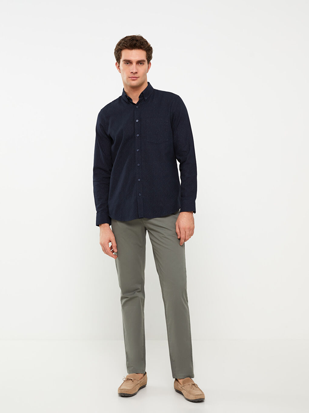 Regular Fit Long Sleeve Patterned Men's Shirt-2