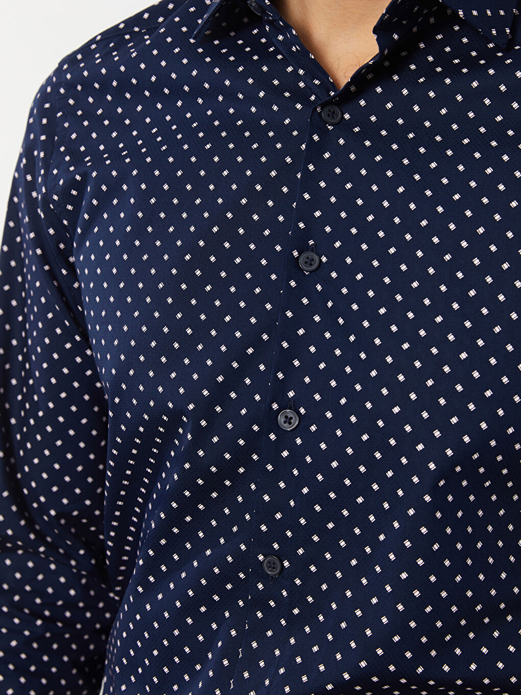 Slim Fit Long Sleeve Patterned Dobby Fabric Men's Shirt-3