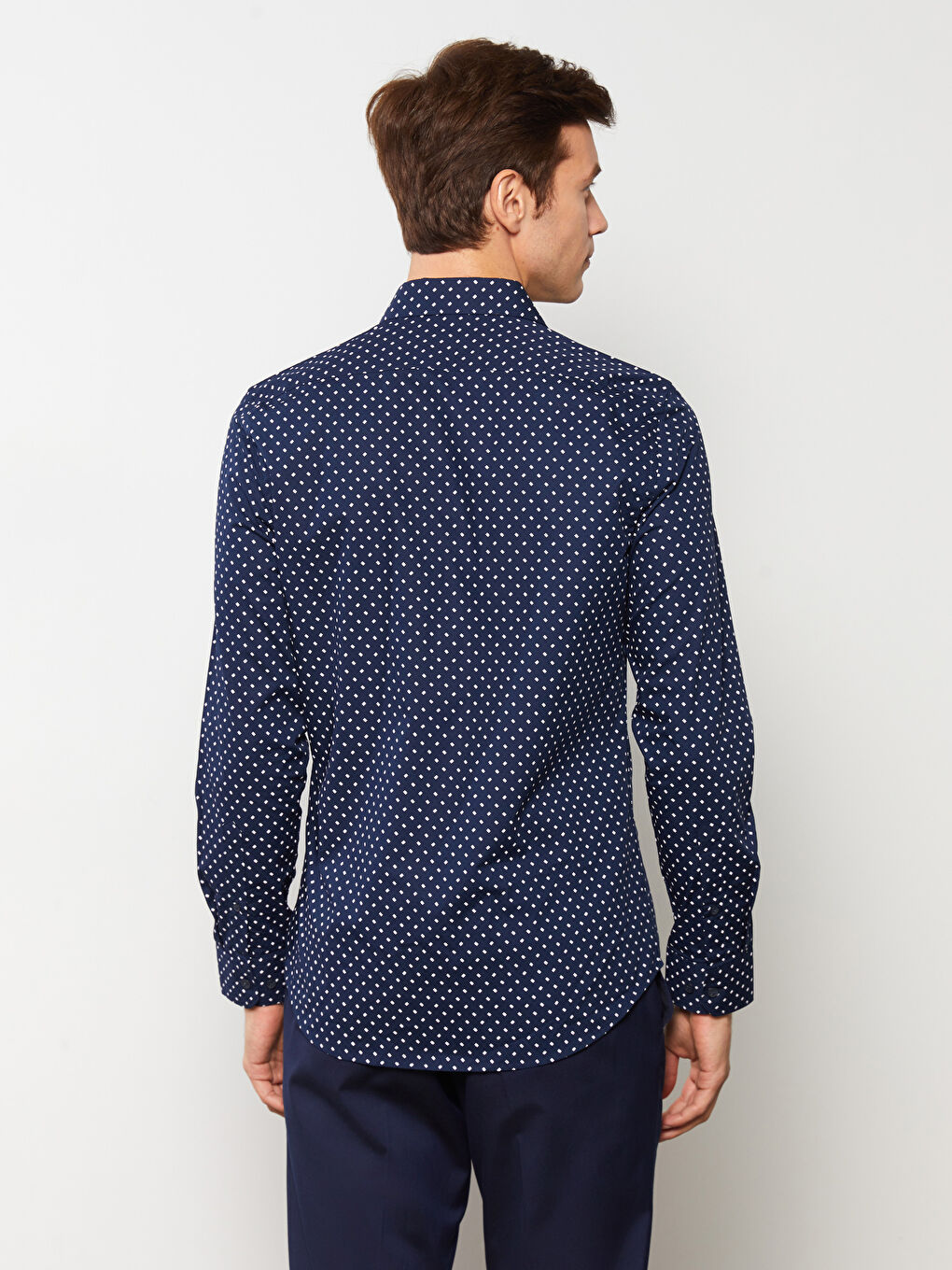 Slim Fit Long Sleeve Patterned Dobby Fabric Men's Shirt-4