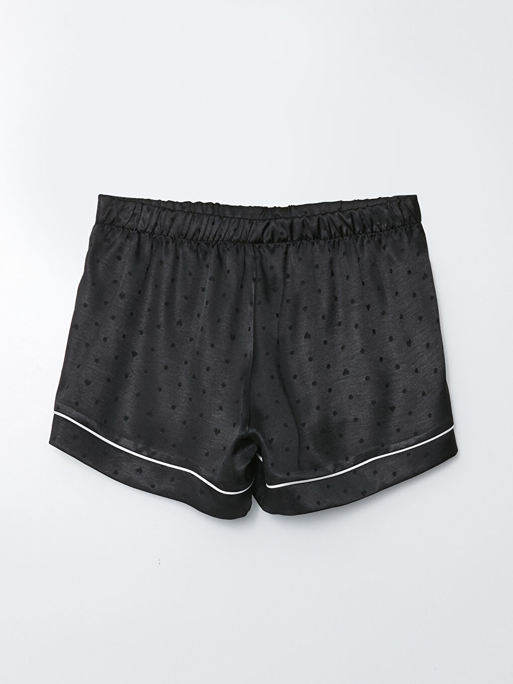 Siyah Beli Lastikli Desenli Saten Kadın Pijama Alt-6