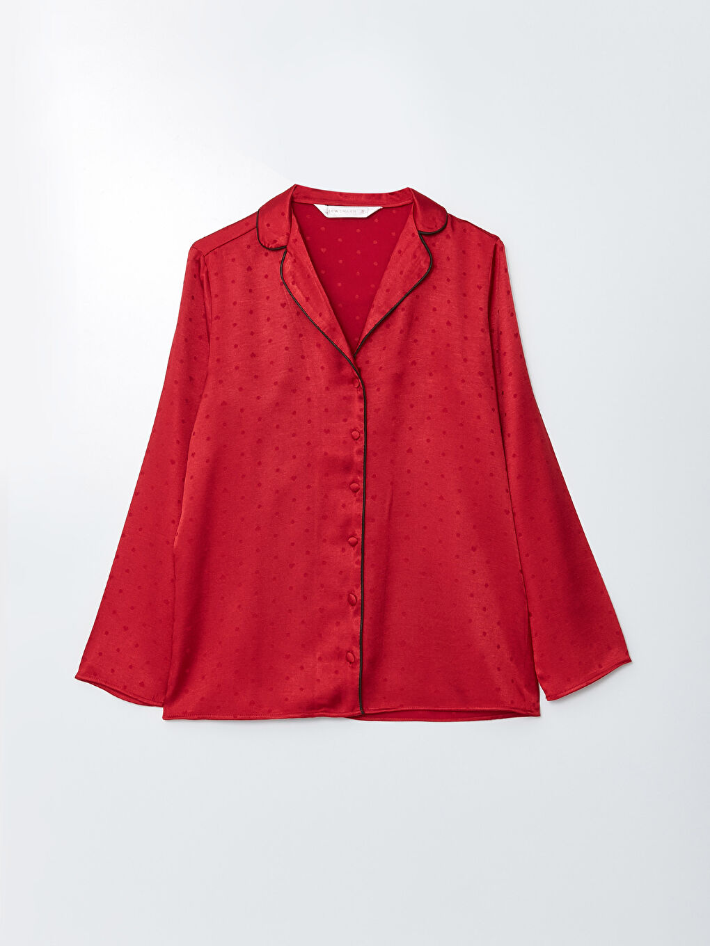 Kırmızı Yılbaşı Temalı Uzun Kollu Saten Kadın Pijama Takımı-6