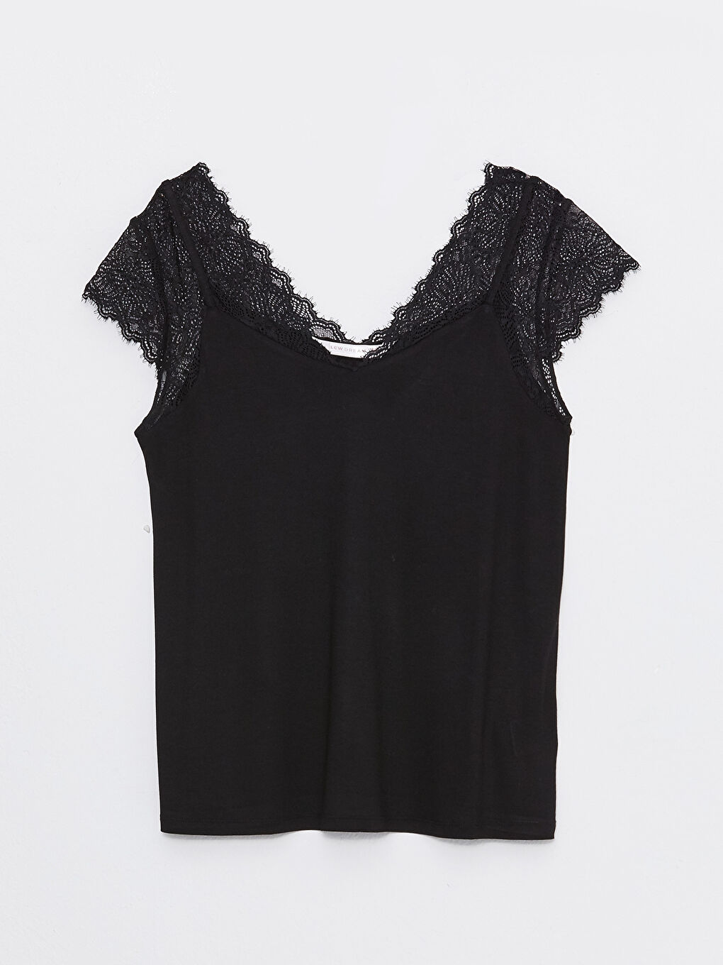 Пижамный комплект с V-образным вырезом, кружевом и коротким рукавом для женщин-6