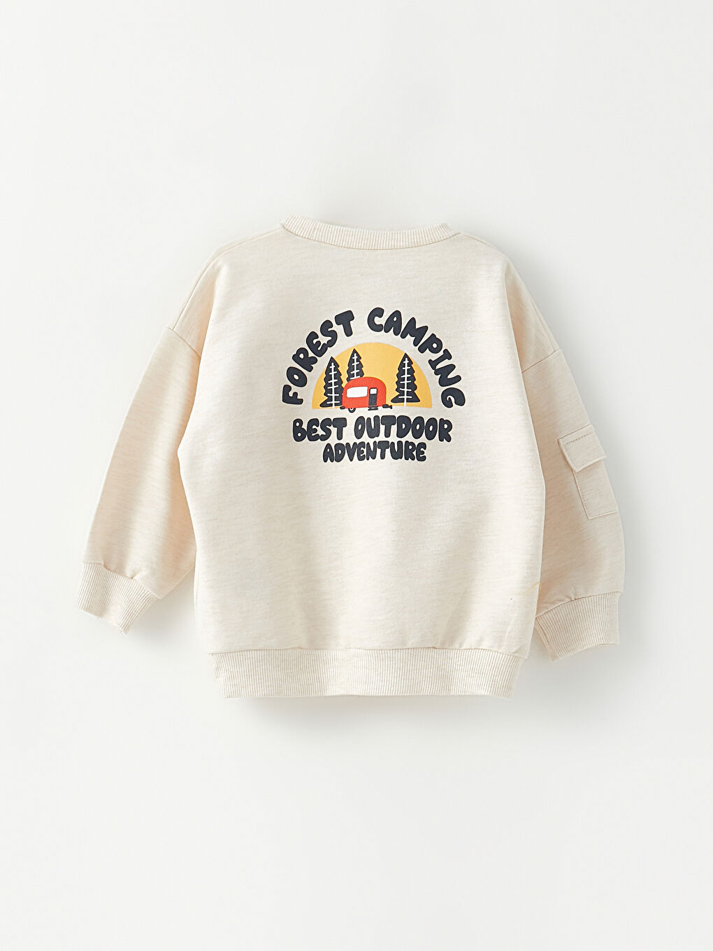 Ekru Bisiklet Yaka Uzun Kollu Baskılı Erkek Bebek Sweatshirt ve Pantolon 2'li Takım-3