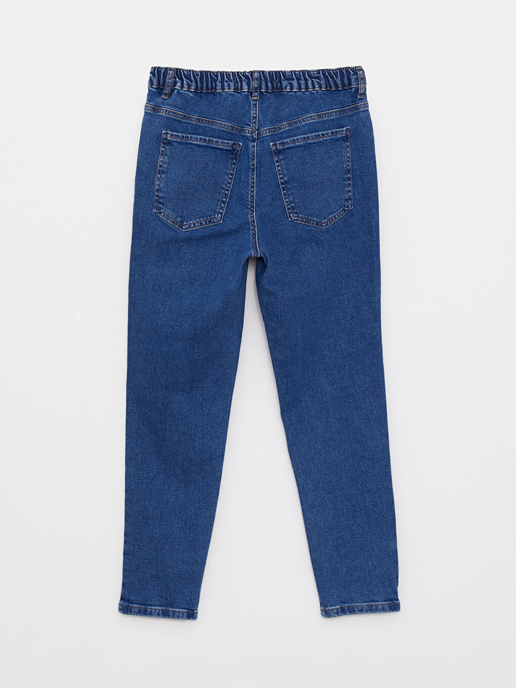 İndigo Kadın Beli Lastikli Mom Fit Düz  Jean Pantolon-6