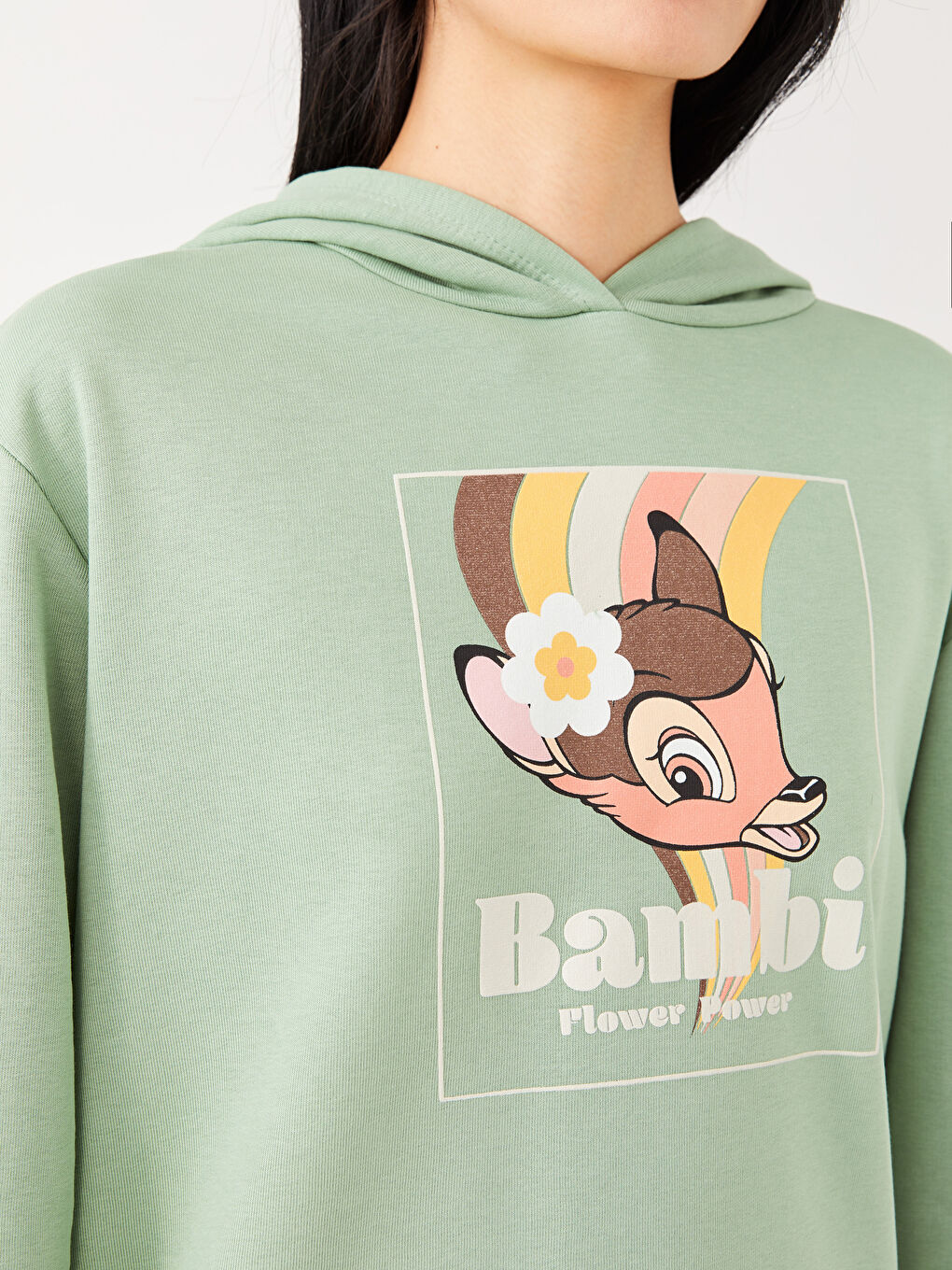 LCW Casual Φούτερ με Κουκούλα Bambi Εκτυπωμένο Μακρυμάνικο Για Γυναίκες Συνδυασμός Μαμάς Κόρης -W2DM01Z8-GKG