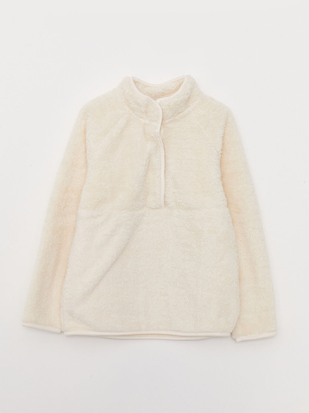 Bej Dik Yaka Mickey Mouse Nakışlı Uzun Kollu Pelüş Kız Çocuk Sweatshirt Anne Kız Kombini-2