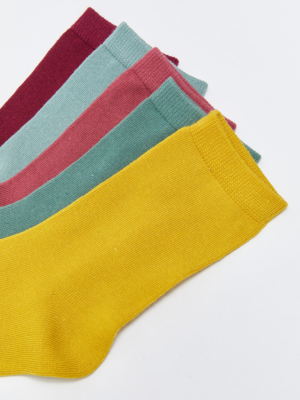 Sarı Kadın Düz Soket Çorap 5'li-2
