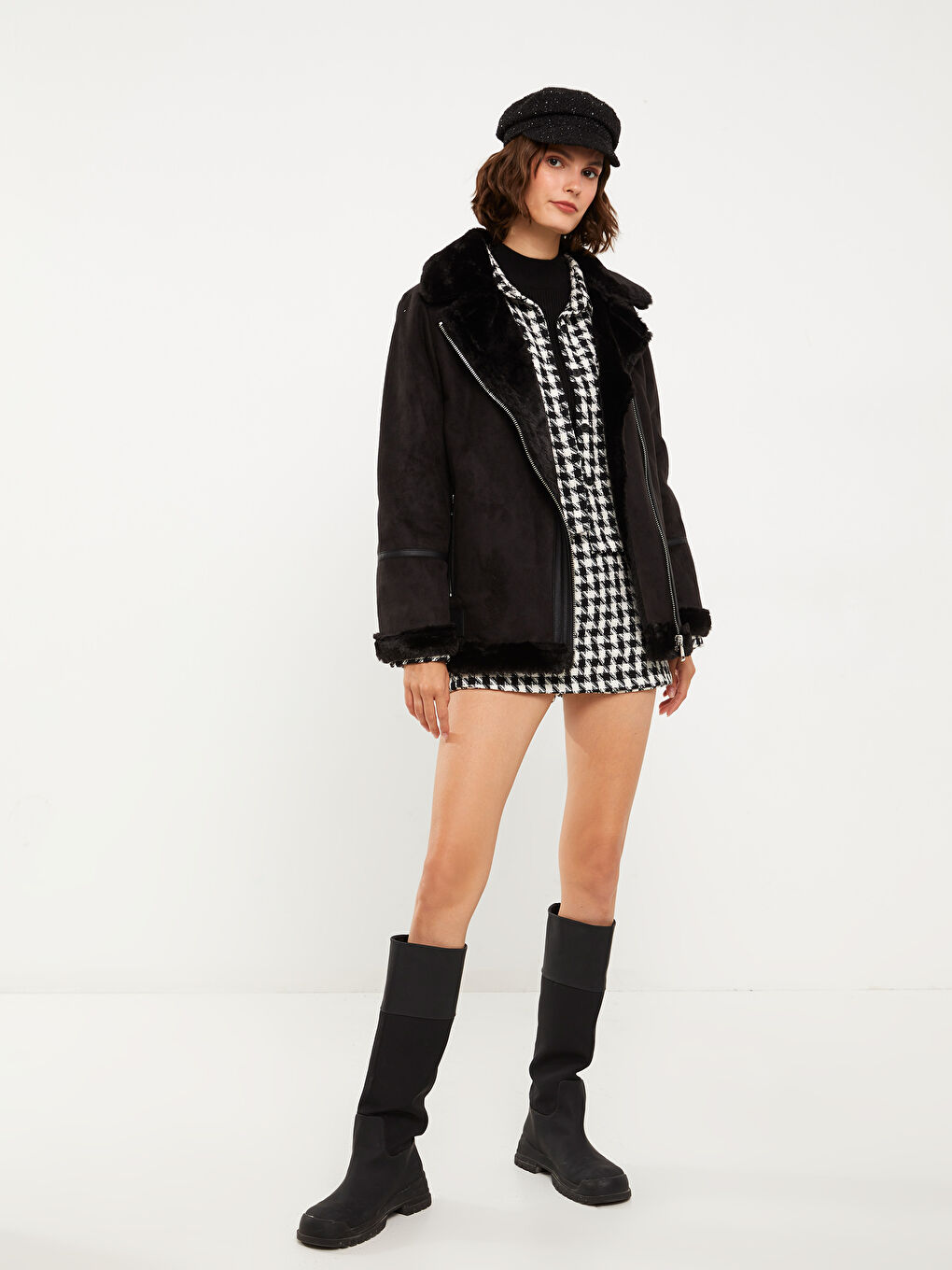 Palton Damă Cu Guler Cămașă, Mânecă Lungă și Croială Dreaptă