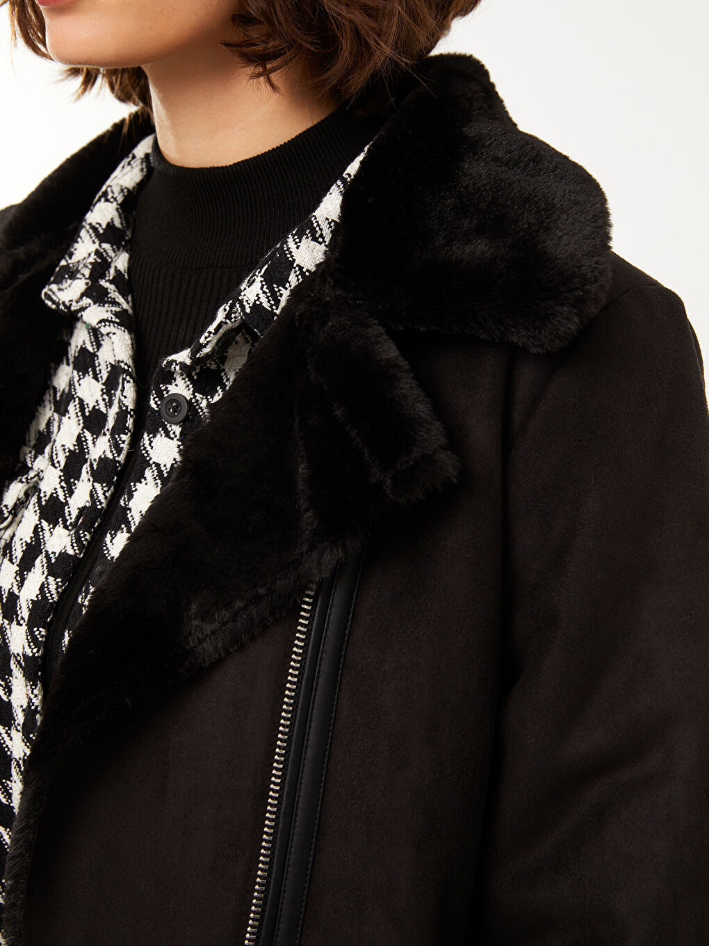 Palton Damă Cu Guler Cămașă, Mânecă Lungă și Croială Dreaptă-5