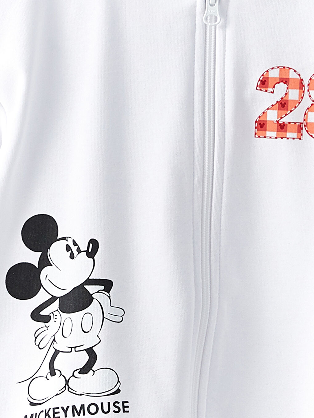 LCW Kids Optik Beyaz Kapüşonlu Mickey Mouse Baskılı Uzun Kollu Kız Çocuk Fermuarlı Sweatshirt - 1